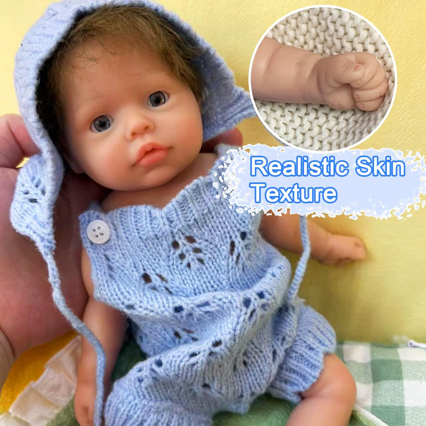 Yokyyi 10 Inch Silicone Baby Doll Lifelike Reborn Dolls Full Body Dolls Girl Washable Soft Silicone Reborn Baby Collectible Doll for Kids Ages 3+ & Collectors