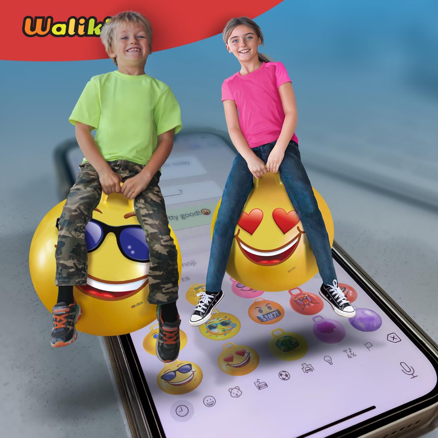 WALIKI Hopper Ball for Kids 7-9 | Hippity Hop | Jumping Hopping Ball | Bouncy Ball with Handles | 20”