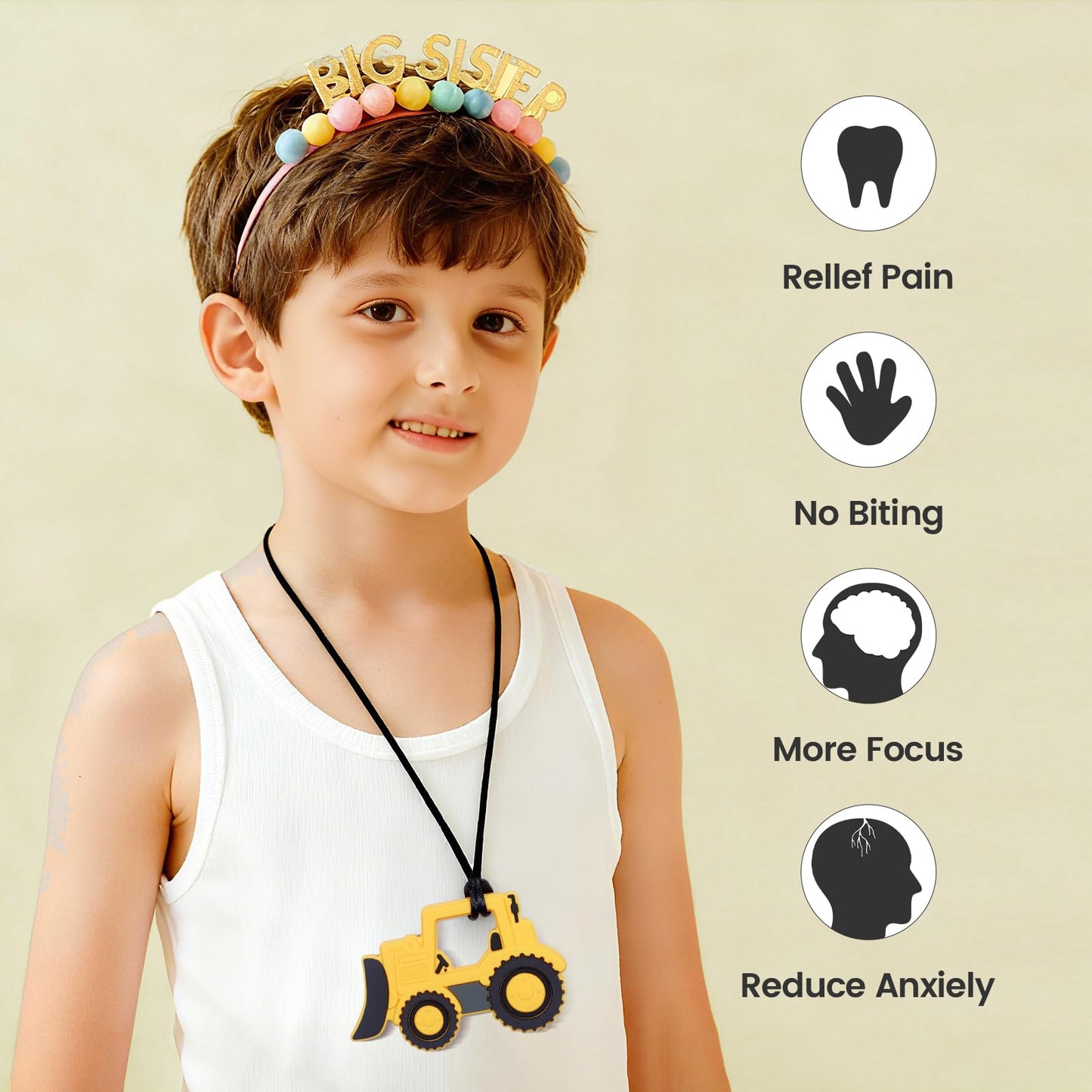 4 Pcs Silicone Sensory Chew Toy for Boys and Girls,Chewy Toy for Kids with Autism, ADHD,Oral Motor,Biting Needs,Reduce Anxiety Fidgeting (Trucks)