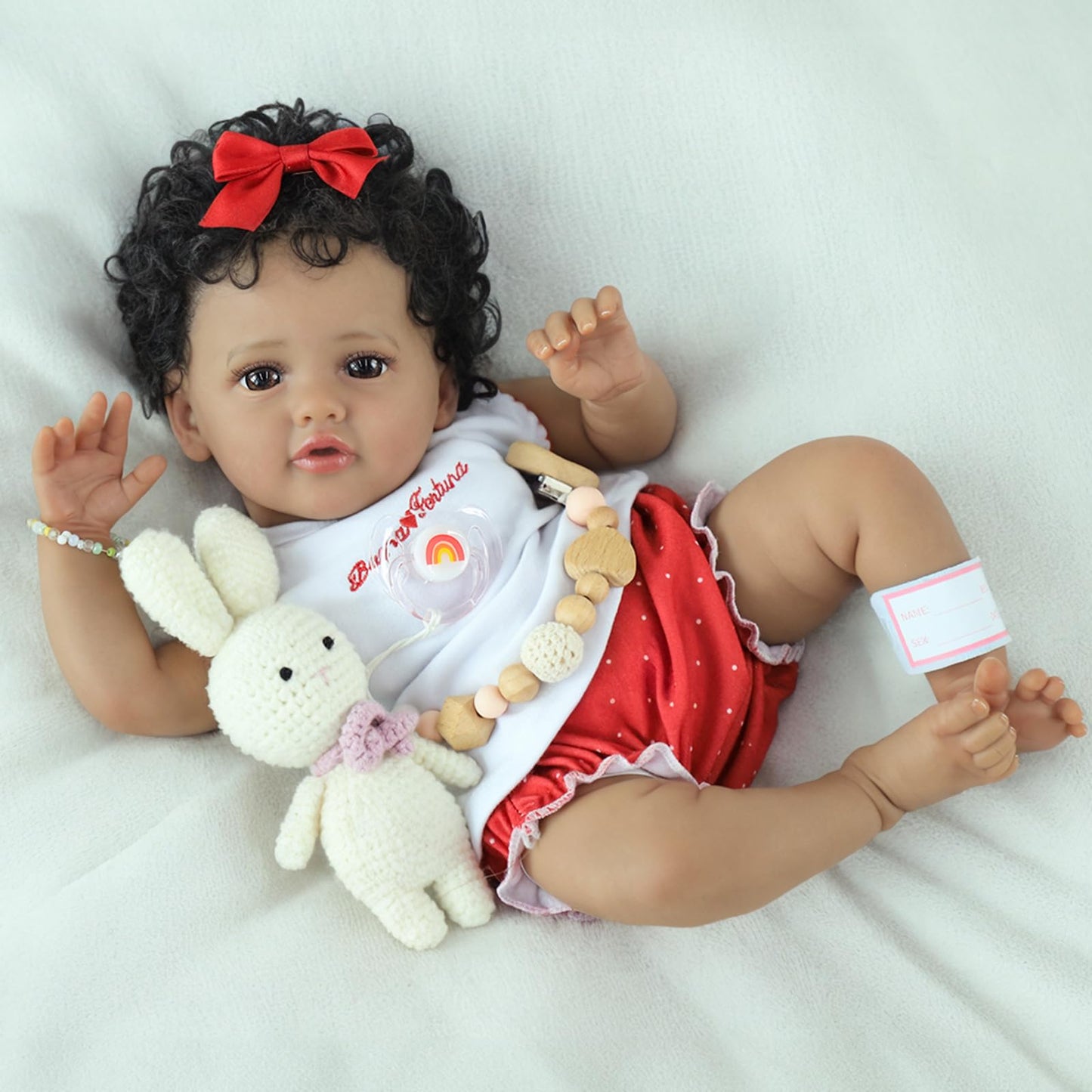 SCOM Reborn Baby Dolls Black-20 Inch Girl African American Realistic Newborn Girl Doll, Lifelike Weighted Soft Body, Christmas Birthday Gift for Kids Age 3+