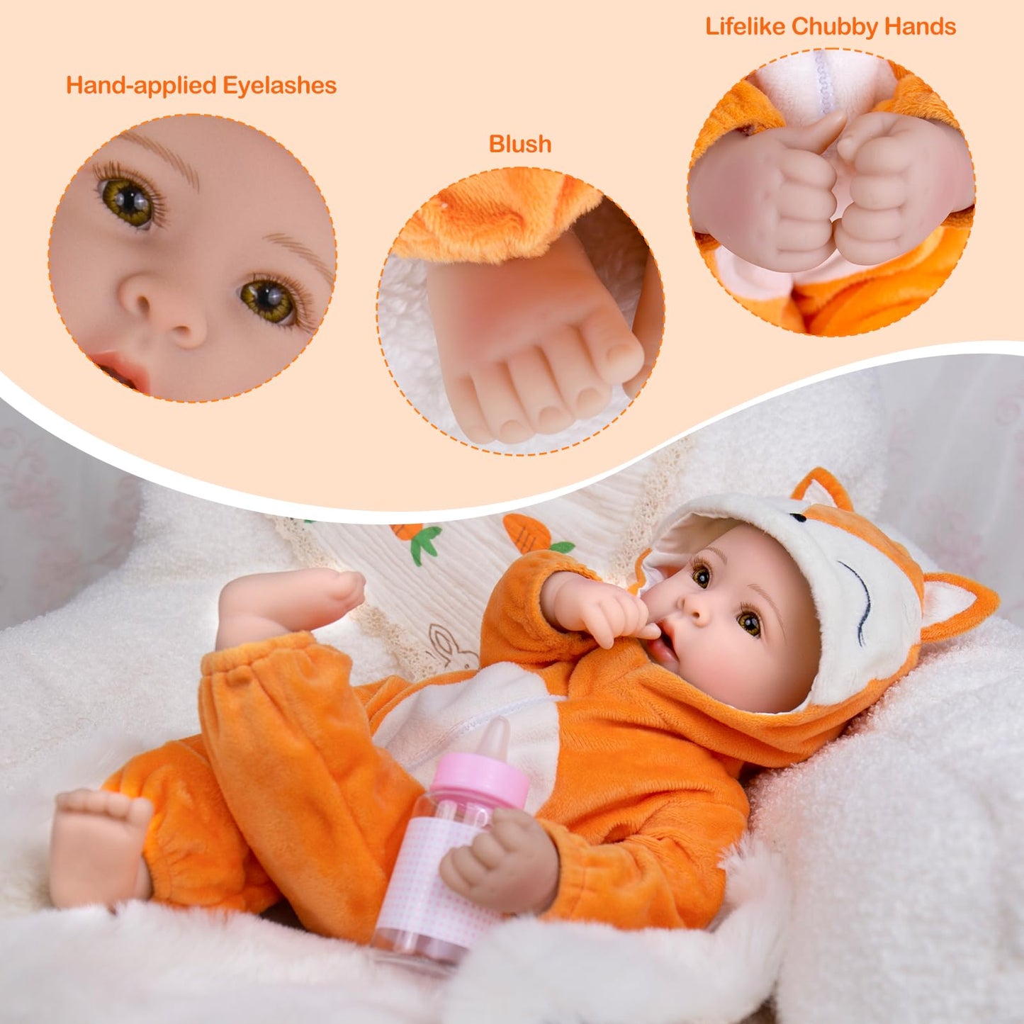 UOFTKIZ Baby Girl Dolls- 17-in Soft Vinyl Limbs and Cloth Body Real Life Baby Doll, Gift for Kids 3+, Grandparents, New-Parents