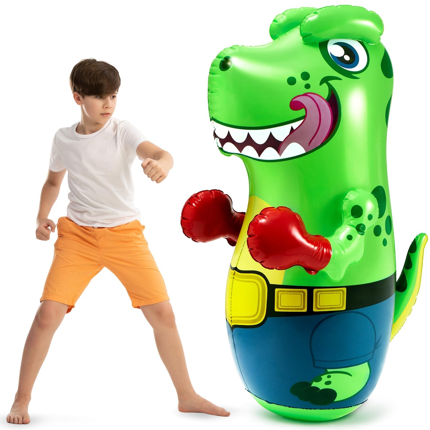 JOYIN Inflatable T.rex Dinosaur Bopper 47 Inches, Bop Bag Inflatable Punching Toy, Kids Punching Bag with Bounce-Back Action