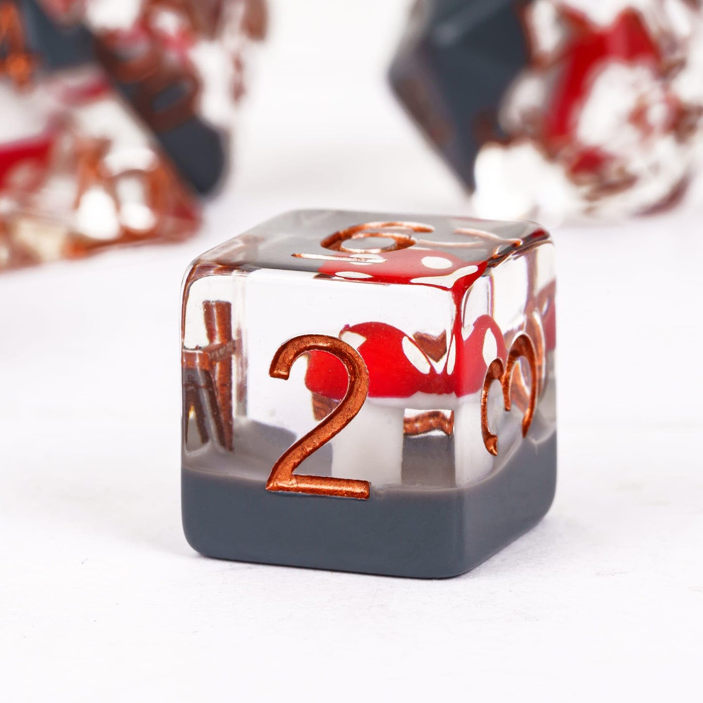 UDIXI 7PCS Mushroom DND Dice Set, Resin Red Mushroom D&D Dice Set for Role Playing Games and Board Game