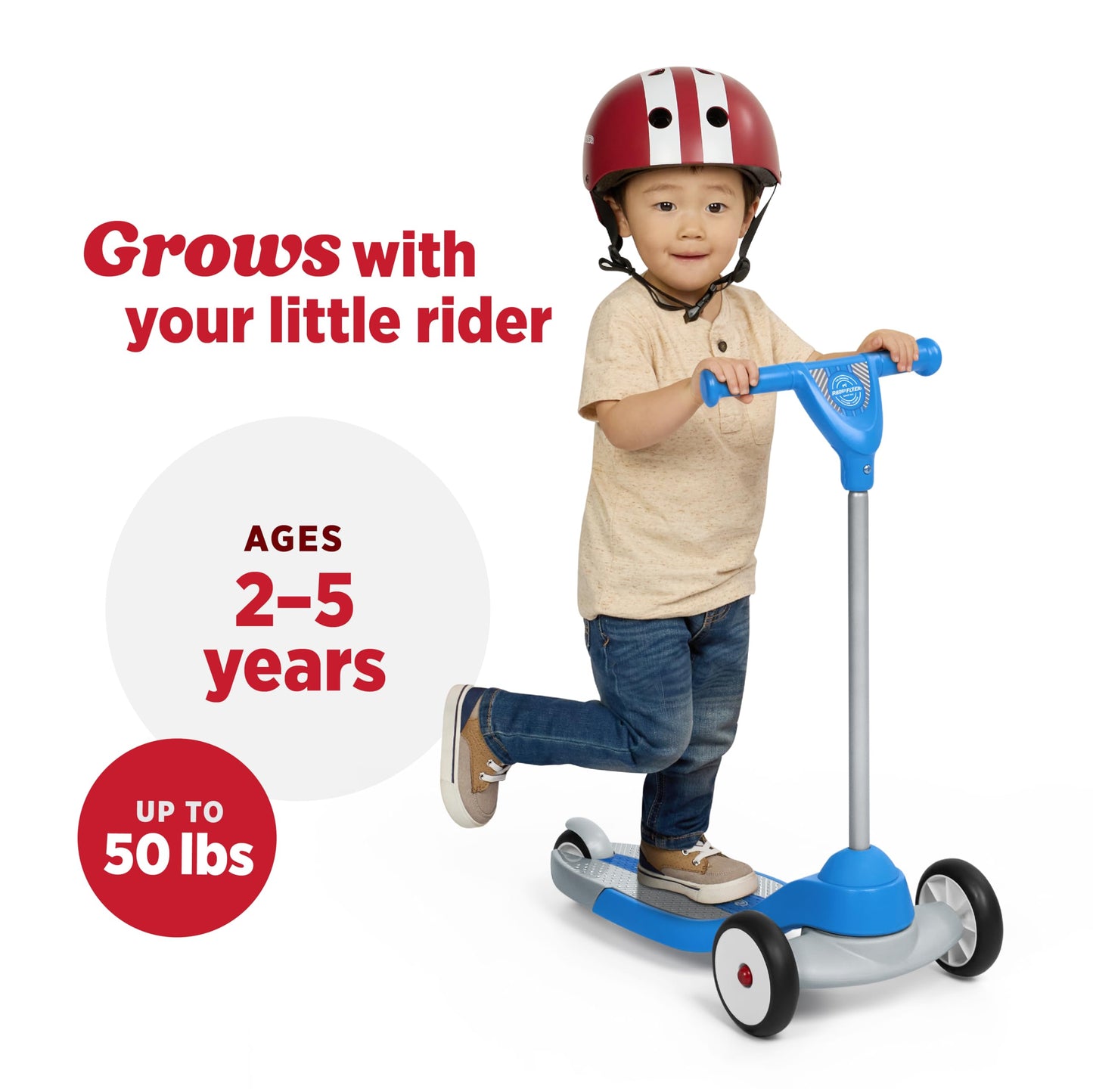 Radio Flyer My 1st Scooter, Blue, for Kids 2-5 Years Old, Extra Wide Base for Balance, 2 Front Wheels for Added Stability, Easy to Use Foot Brake, 3 Wheel Scooter for Kids (Amazon Exclusive)