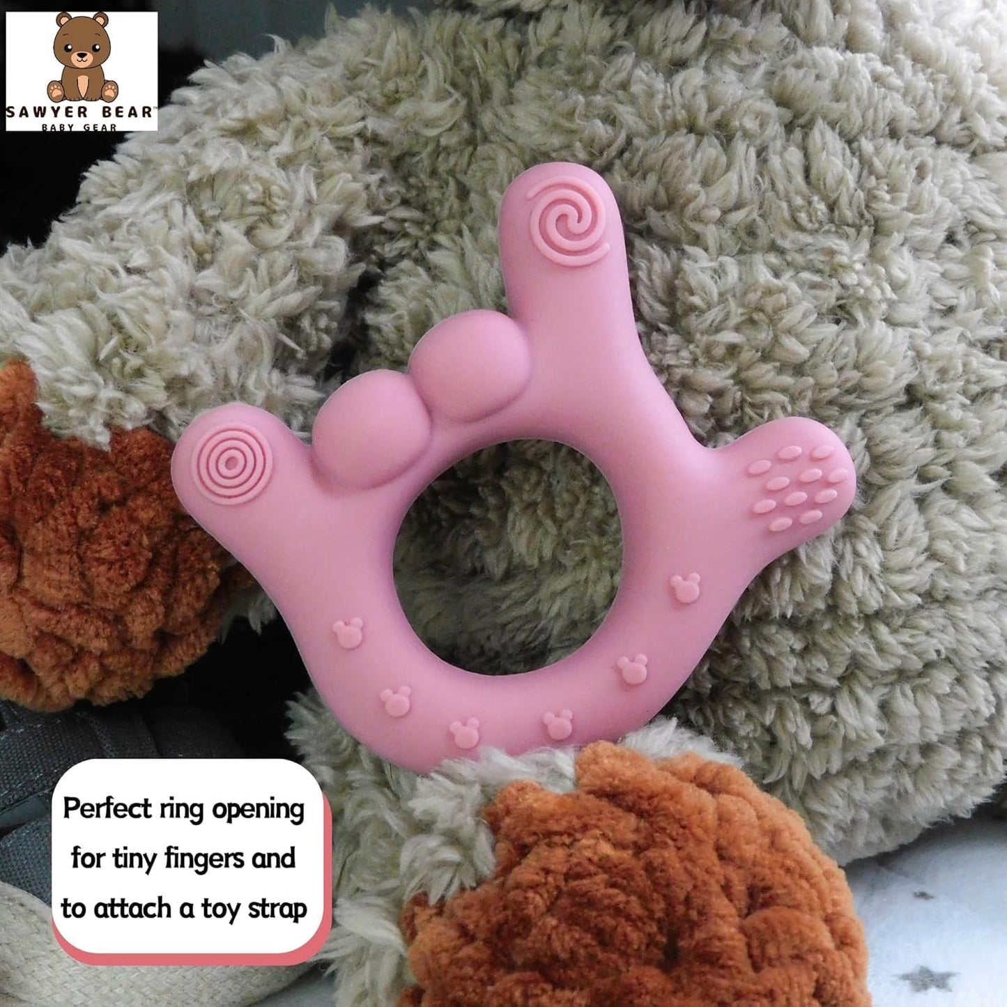 Set of 3 I Love You Silicone Hand Teether, Teethers for Babies 3-6 Months, Soft Teething Toys 6-12 Months bpa Free, Massaging Teething Relief