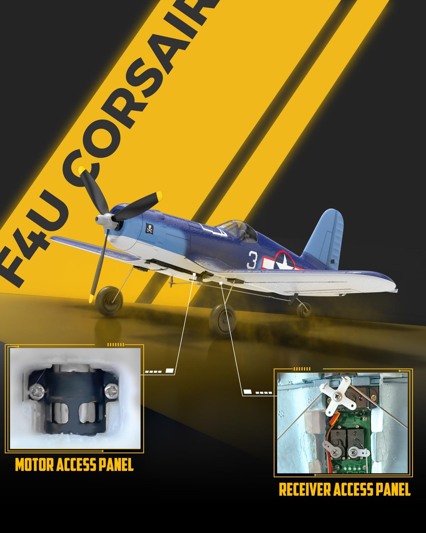 volantexrc RC Plane for Beginners, 4CH WWII RC Airplane F4U Corsair with Aileron, 2.4Ghz Remote Control Plane with Xpilot Self Righting & One Key Aerobatic & Upgraded Canopy (761-8V2 RTF)