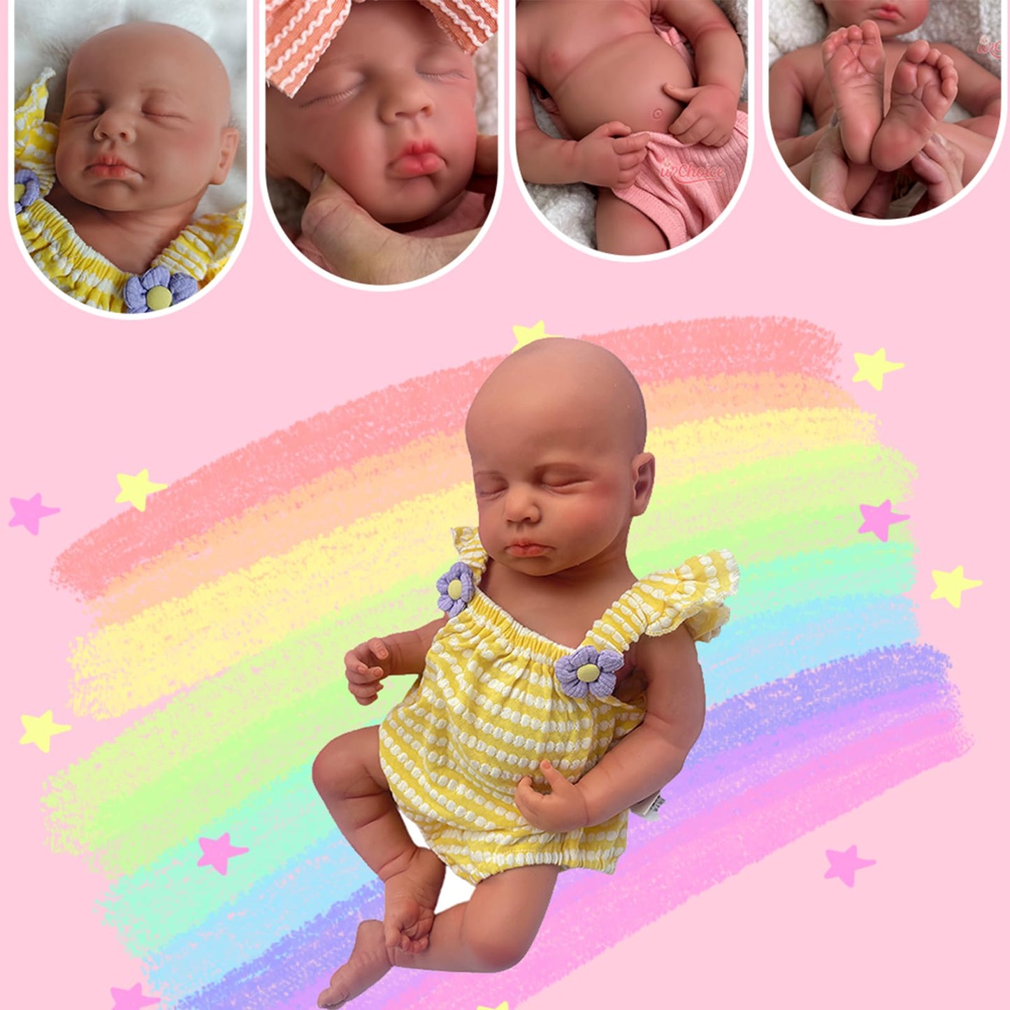 Oppaionaho 20 Inch Loulou Girl Full Body Silicone Reborn Baby Dolls Cute Newborn Baby Doll That Look Real Sleeping Babies (Tan)