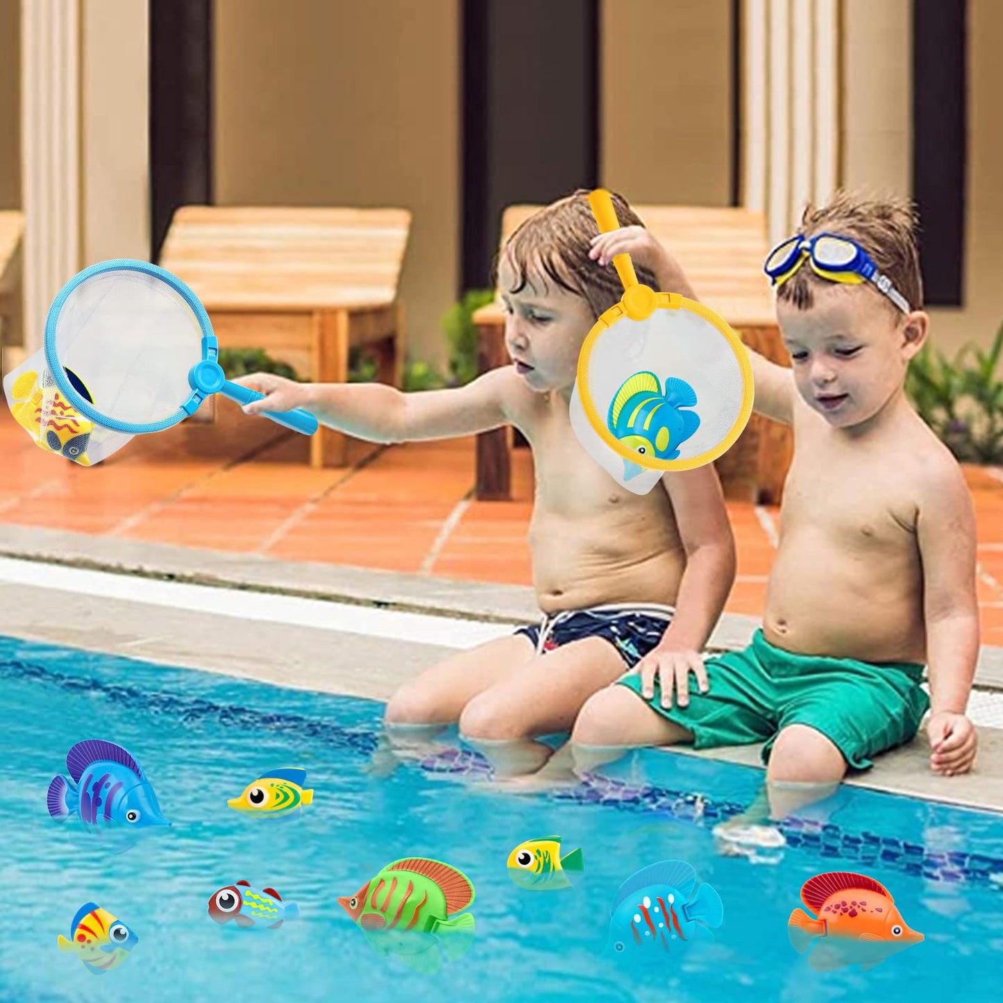 Korlon Tec 23 Pcs Pool Toys for Kids, Bath Toys Dive and Grab Fishing Game Set, Diving Toys for Summer Pool Swimming Bath Time