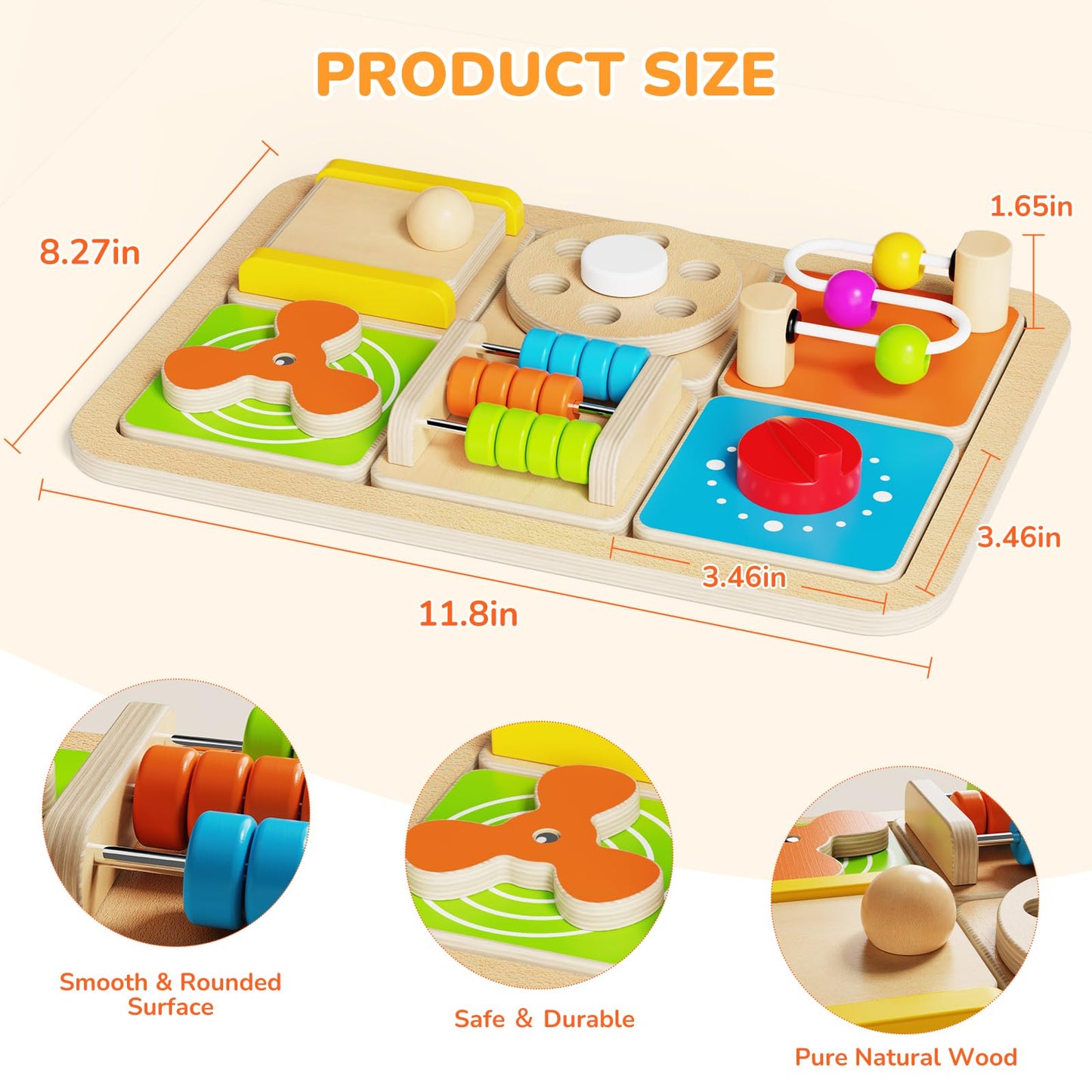 Montessori Busy Board for 1 Year Old, Modular Sensory Toys for Toddlers, Activity Board Toys for Fine Motor Skills, Airplane Car Travel Toys for Baby, Educational Toys for Boy & Girl, Birthday Gifts