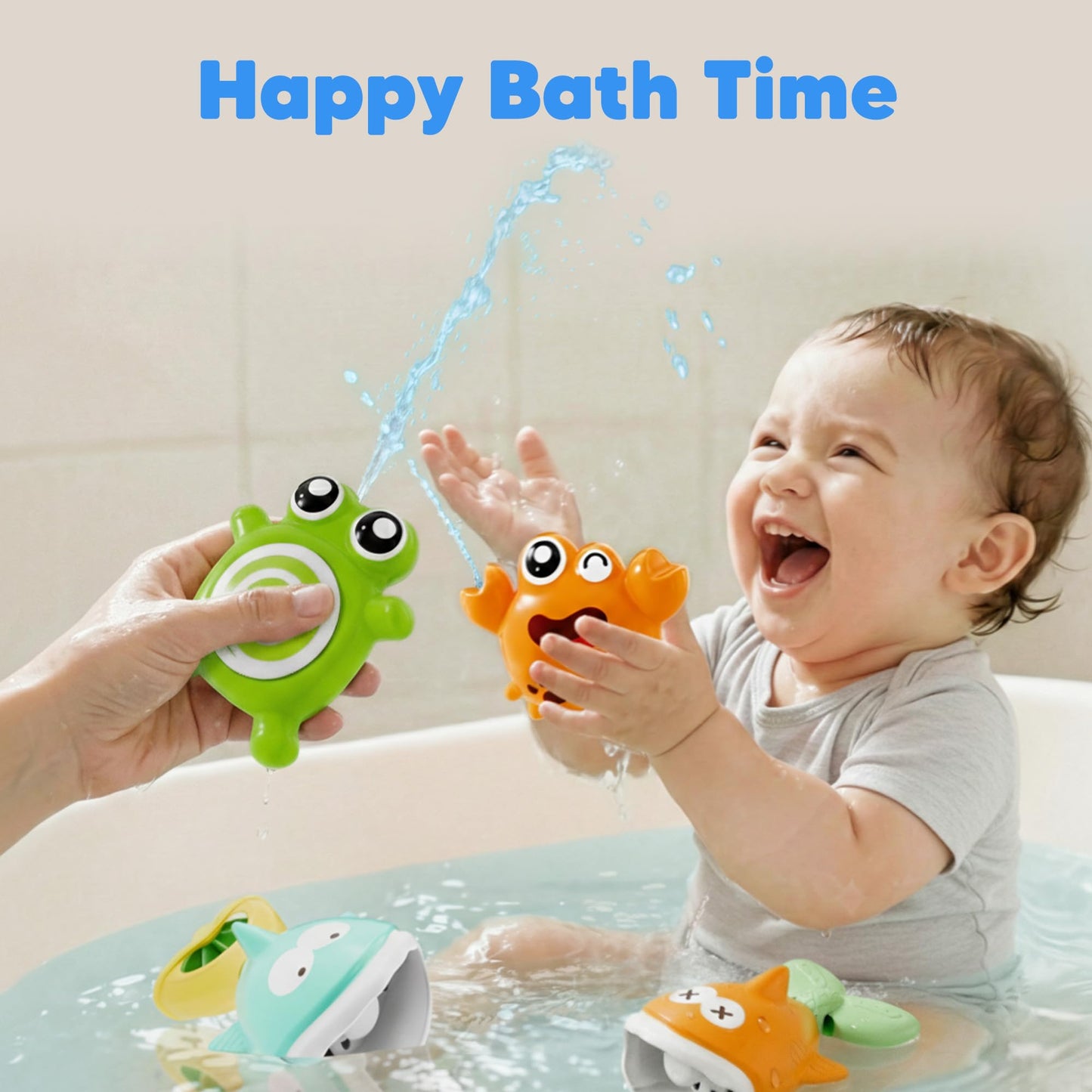 iPlay, iLearn Baby Fishing Bath Toy, Toddler Bathtub Magnetic Fishing Game W/Pole Net Fish Water Squirt Animal, Kid Shower Bathtime for Pool Play, Birthday Gift 6 12 18 Month 1 2 3 Year Old Boys Girls