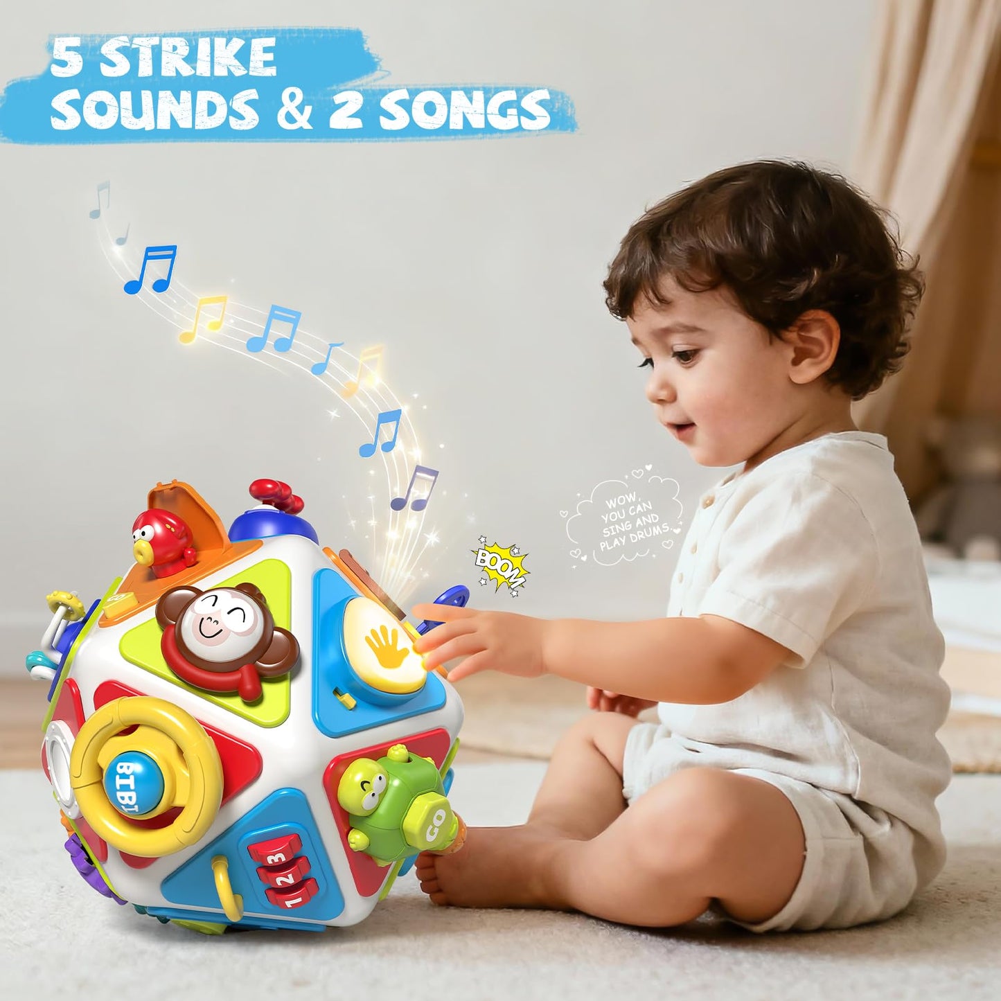 MEWOCHEE 20-in-1 Toddler Busy Board Cube Toys, Early Educational Montessori Sensory Toy for Toddler 1-3, Montessori Toys for 1 2 Year Old Boys Girls Kids, Travel Toy Gifts for 1 2 Year Old Boy Girl