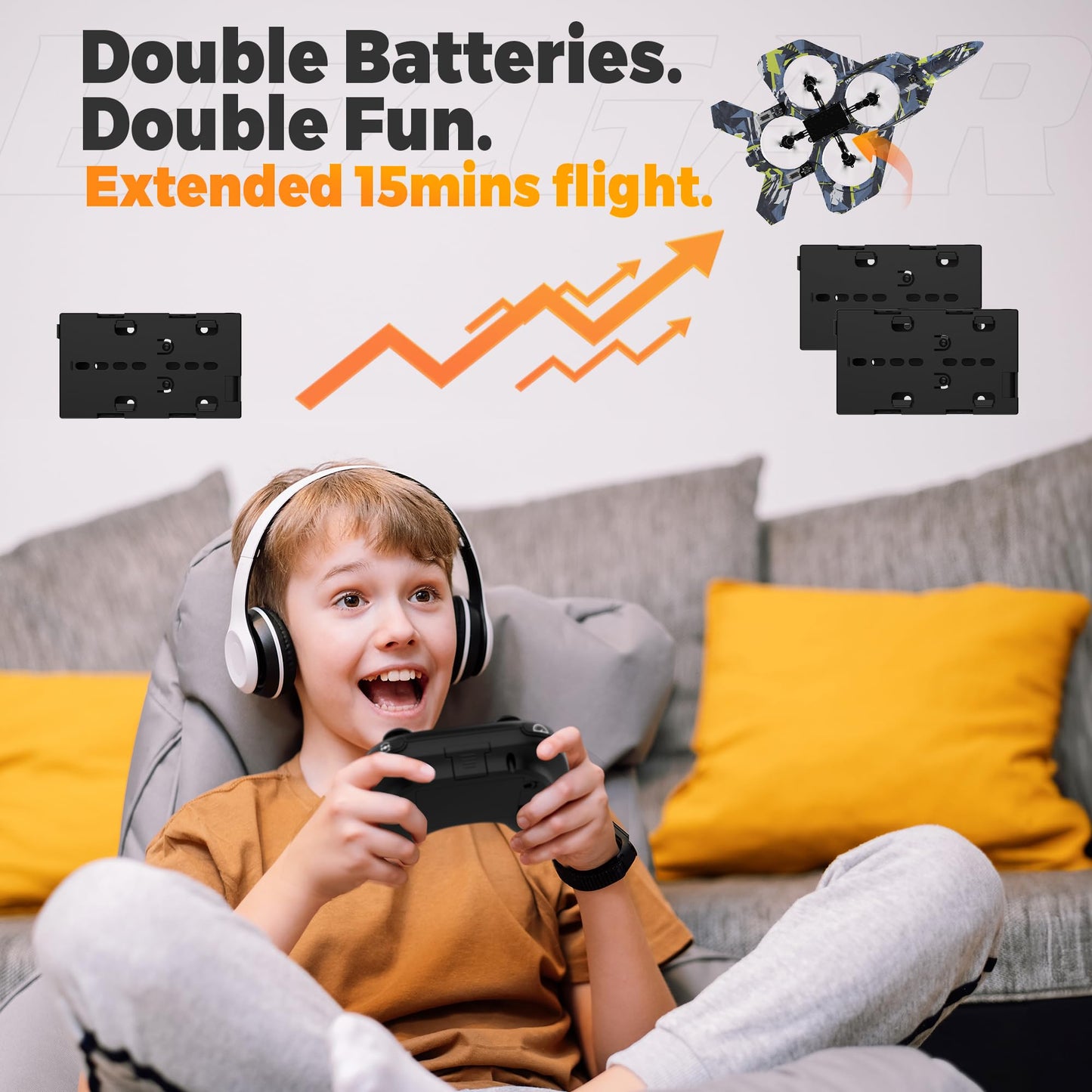 BEZGAR RC Plane, Foam Remote Control Airplane, Drone for Kids, RC Aircraft for Boys and Girls, Fighter Jet Helicopter with LED Lights, Altitude Hold, 360° Flip Stunt Rotation, Toy Airplane Blue