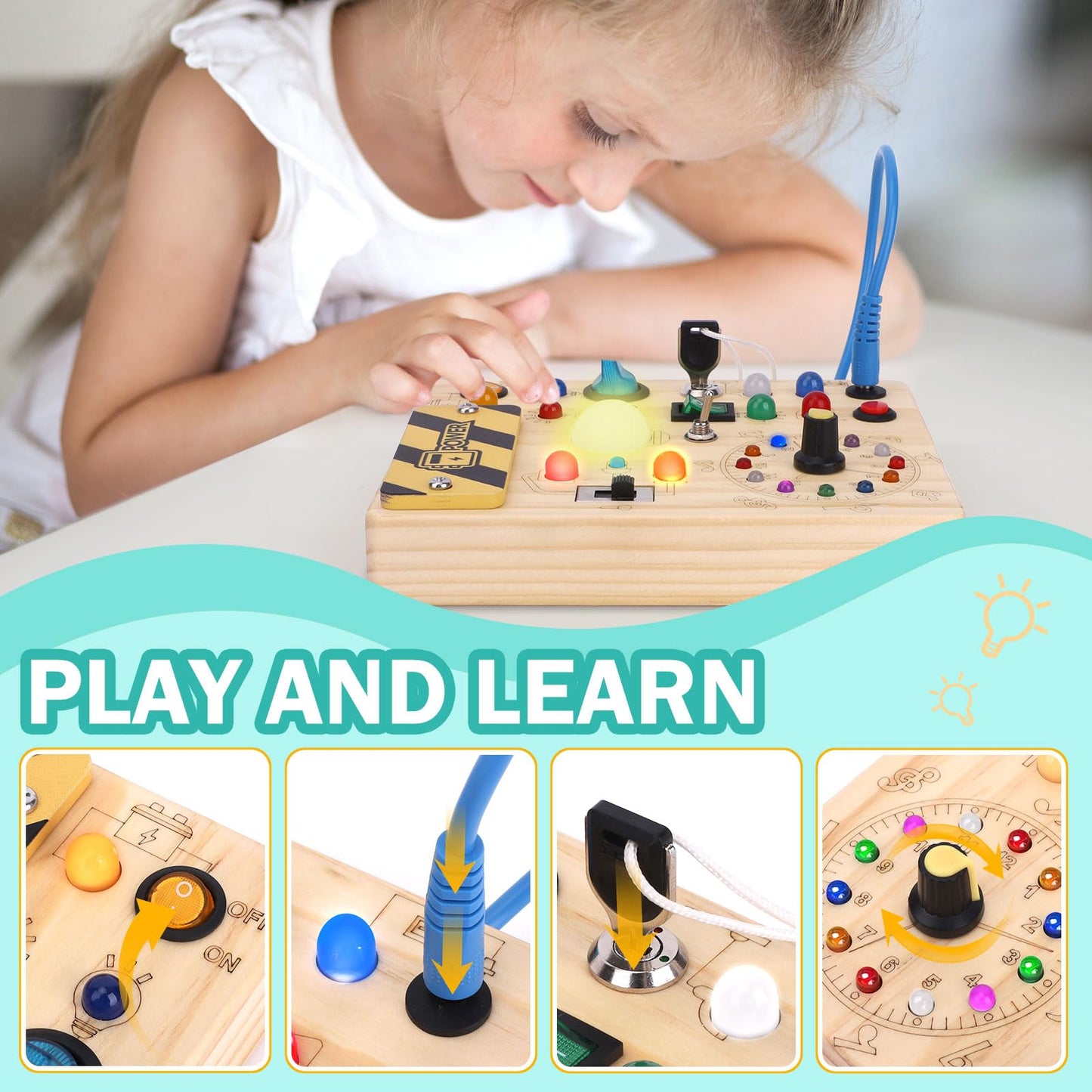 Hoarosall Montessori Busy Board - Sensory Toys for 1-3 Year Old Boys & Girls,Travel Educational Learning Activities for Toddlers,Sensory Toy for Kids with Autism