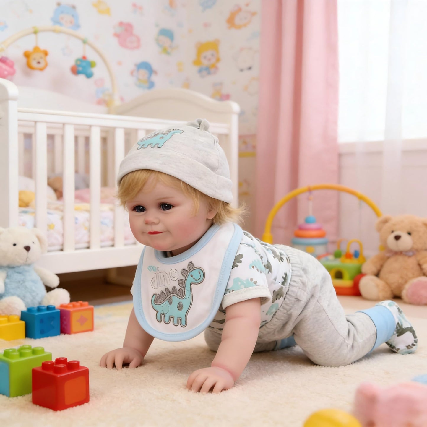 Lifelike Reborn Baby Dolls Silicone Full Body Girl, 20inch Real Baby Feeling Realistic Newborn Baby Doll Adorable Smiling Real Life Baby Dolls With Hair Gift Box For Toddler Girl Toy(Gray Hat Boy)