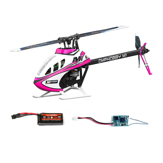 OMPHOBBY M1 V3 PRO BNF Pink (No Controller) RC Helicopter and OSHM2345 SPEKTRUM Satellite Receiver Bundle