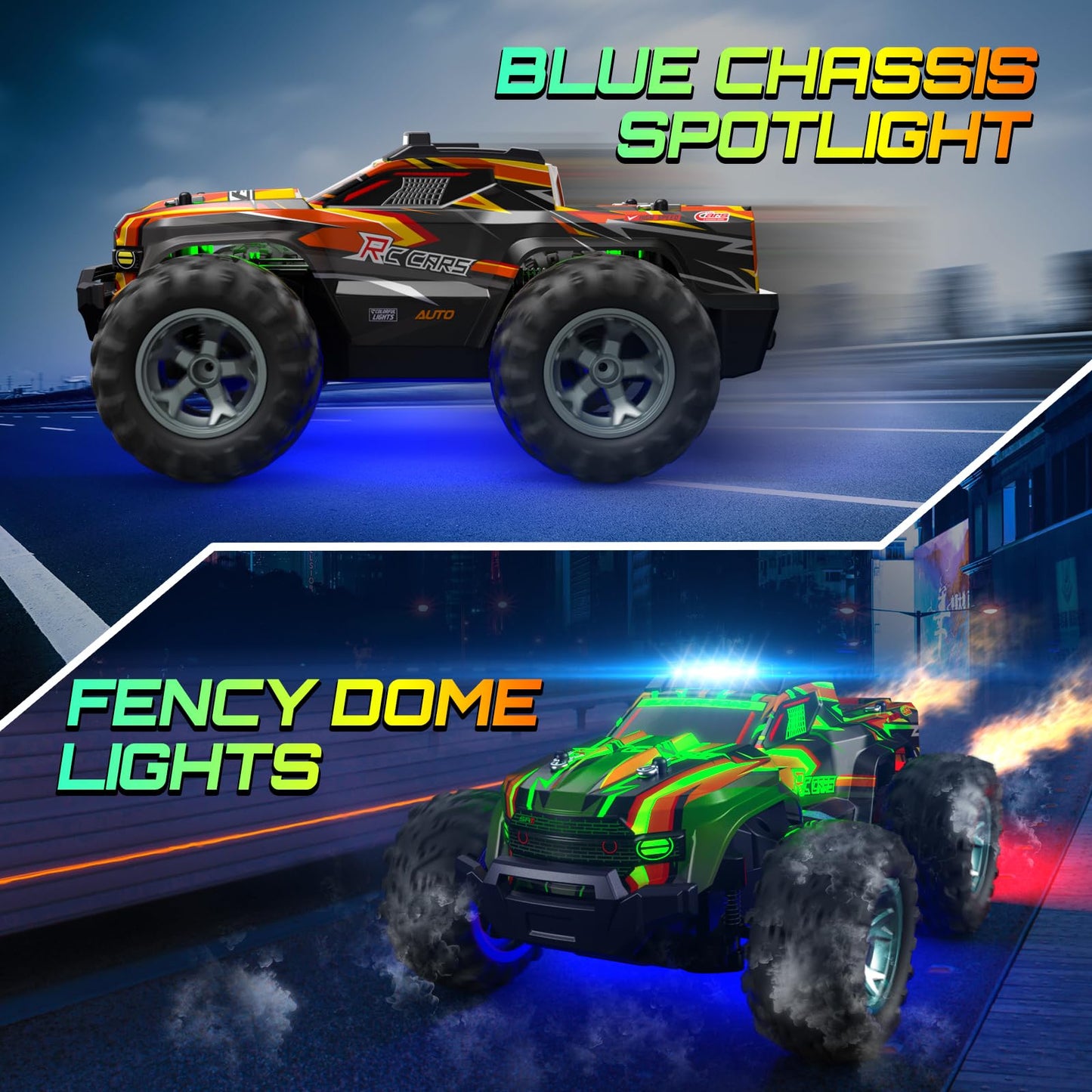 Remote Control Car for boys, 1:16 Scale All Terrain RC Cars,High Speed 25Km/h Fast Car with Colorful Led Light and spray, 2x1300mAh Rechargeable Battery RC Truck, Toy Car Gift for Teen Boys Girl Kids