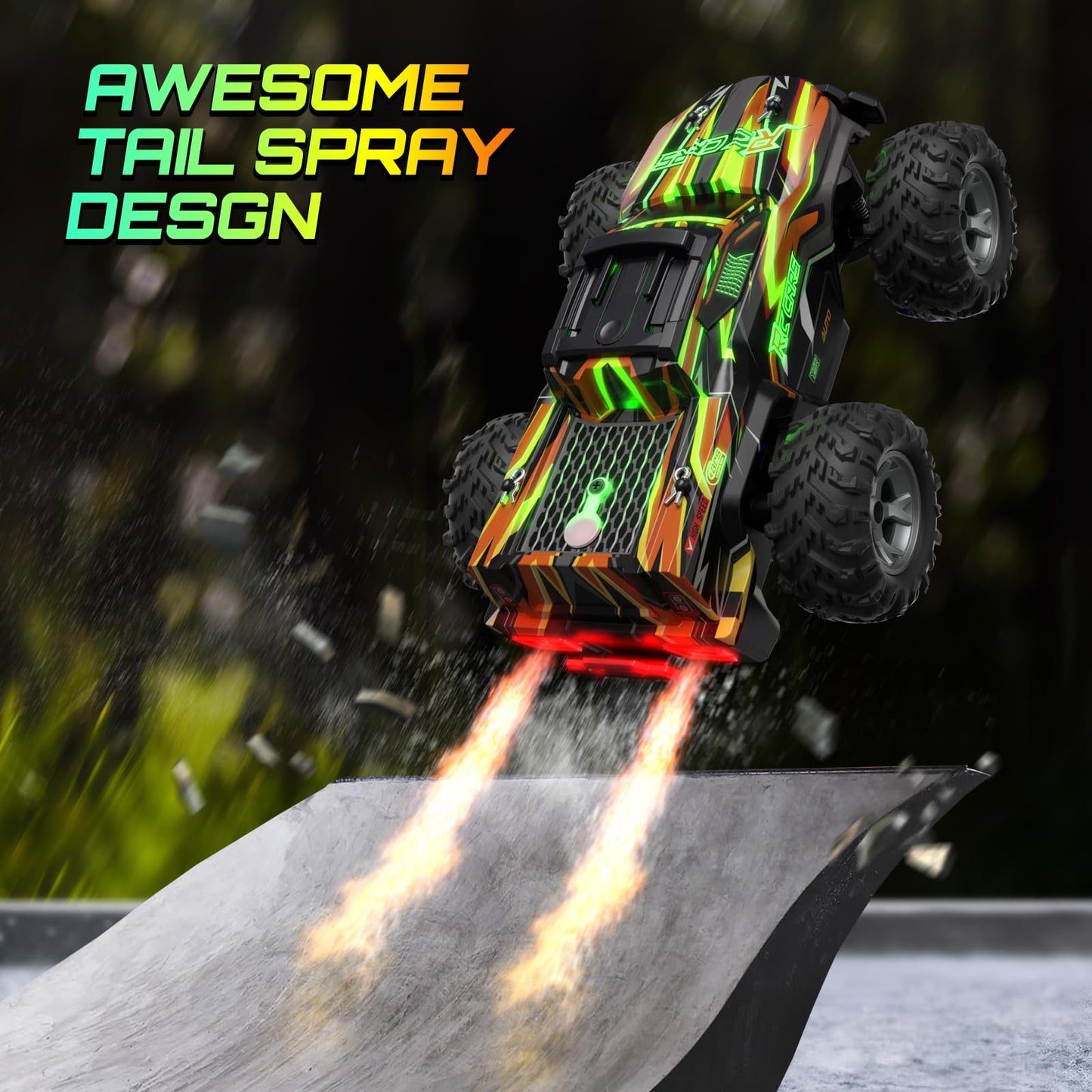 Remote Control Car for boys, 1:16 Scale All Terrain RC Cars,High Speed 25Km/h Fast Car with Colorful Led Light and spray, 2x1300mAh Rechargeable Battery RC Truck, Toy Car Gift for Teen Boys Girl Kids