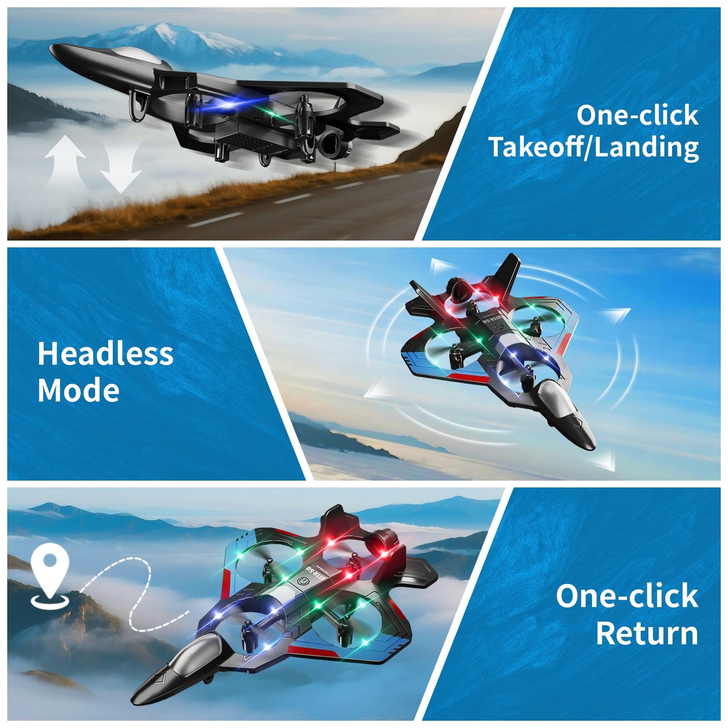 Tubokoro RC Planes with 3 Batteries for Kids Adults, Foam Remote Control Airplane Jet Helicopter Drone Toys for Kids Adults 8-12 12-16, Remote Control Plane Airplane Toys with Led Lights