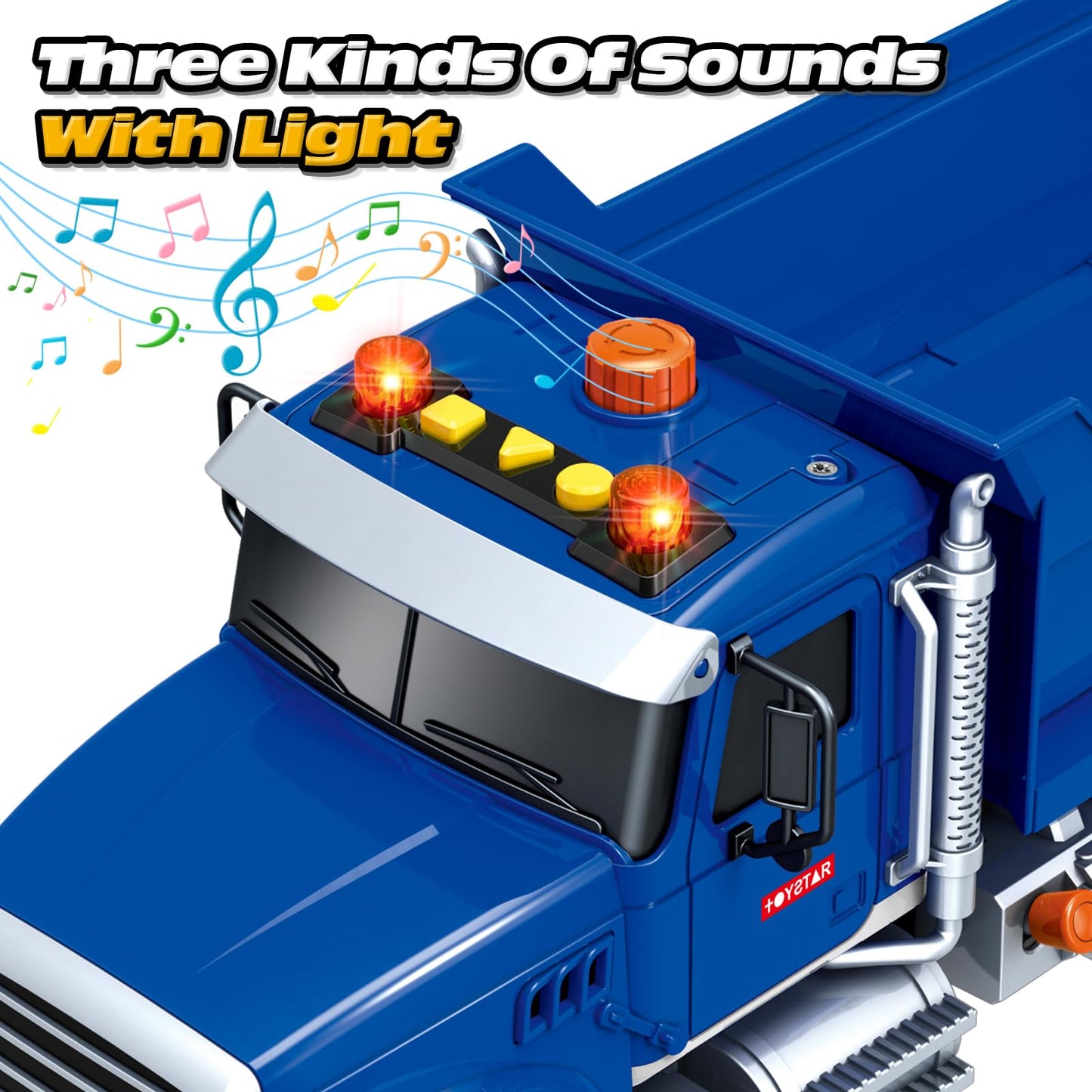 Bstoyder Kids Toys for 3 4 5 6 7 8 Years Old Boys, Large Dump Truck Toy with Lights, Sounds, Blue Toddler Friction Powered Truck Vehicle Toy for Boys Girls Birthday Gifts