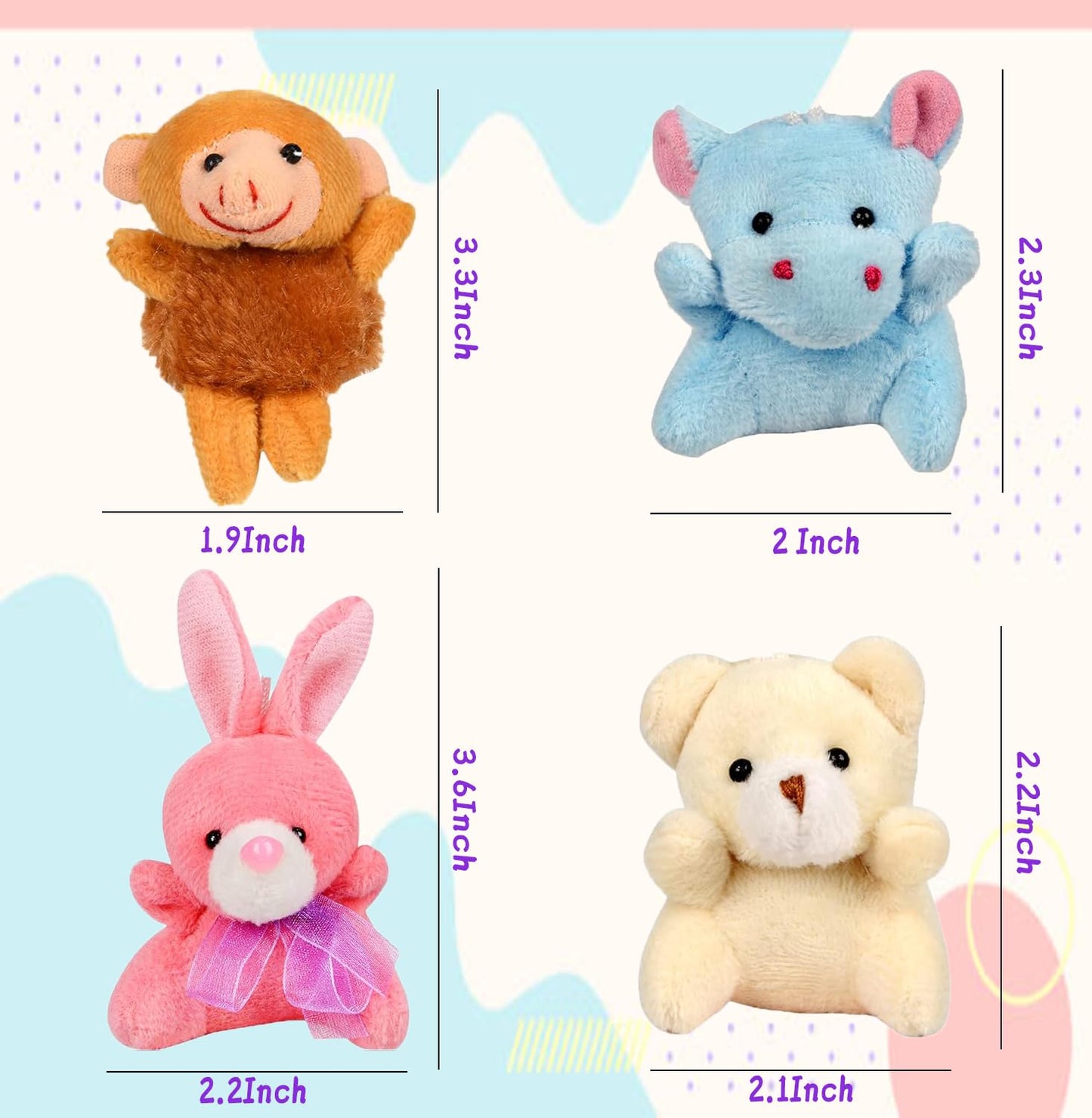 LMAZEPMQ Mini Plush Animal Toy Set,Cute Animals Keychain Decoration for Kids,Goodie Bag Fillers, Basket Stuffers, School Prizes, Valentine's Day Party Supplies (12pcs)