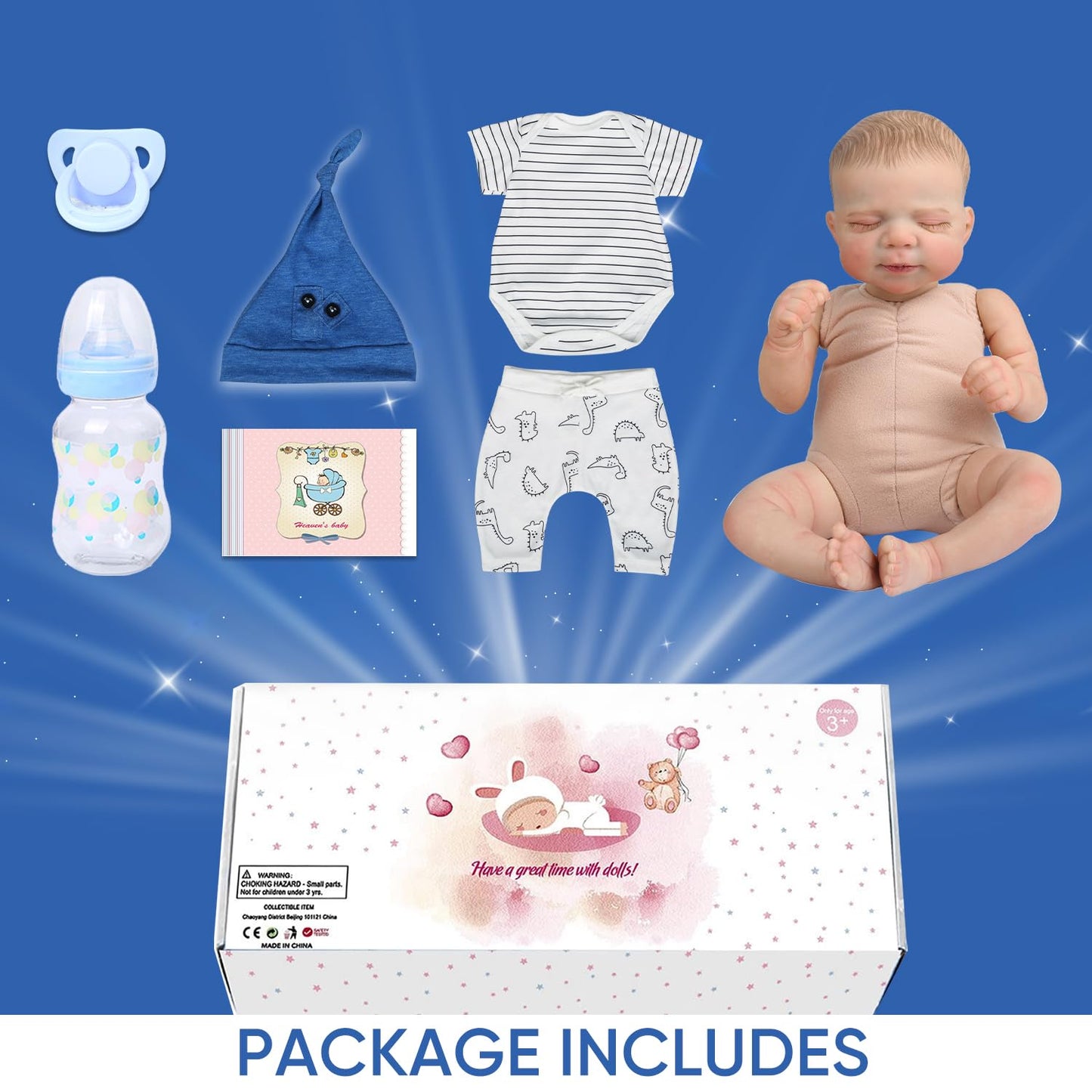 WOOROY Realistic Reborn Baby Dolls Boy - 18-Inch Newborn Baby Dolls with Soft Cloth Body Sleeping Lifelike Reborn Baby Dolls Birthday Gift for Kids Age 3+