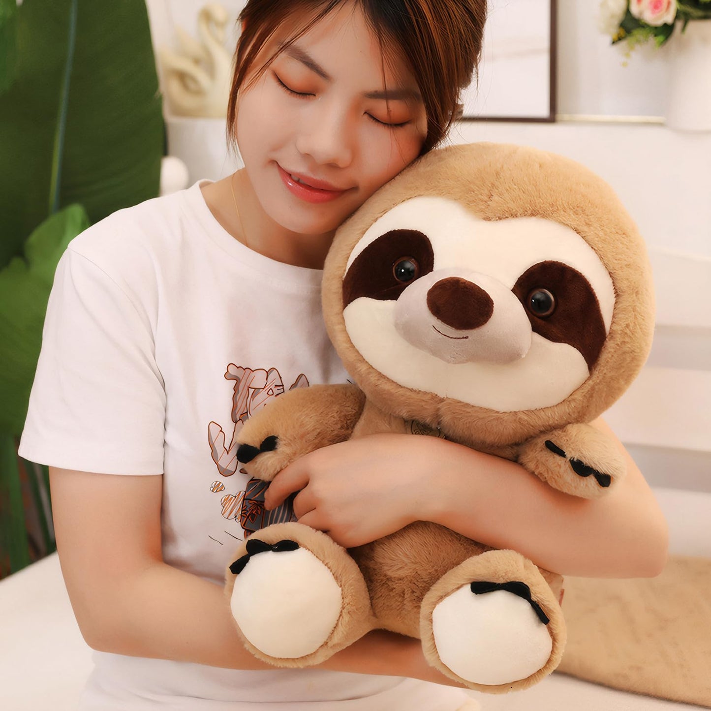 VSFNDB Sloth Stuffed Animal Sloth Plush Toy Large Cute Soft Cuddly Plushies Toys Fluffy Plushy Plushie Dolls Huggable Pillow Cushion Birthday Gifts for Girls Boys Kids Teens Adults Decors, 16.1Inches