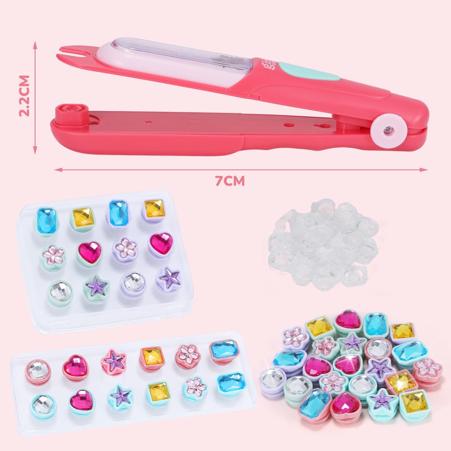 stochastic box Hair Jewels Stamper Kit,Hair Styling Tool with 24 Reusable Shining Diamonds,Hair Gem Stamper Creative DIY Hair Art Crafts for Girls