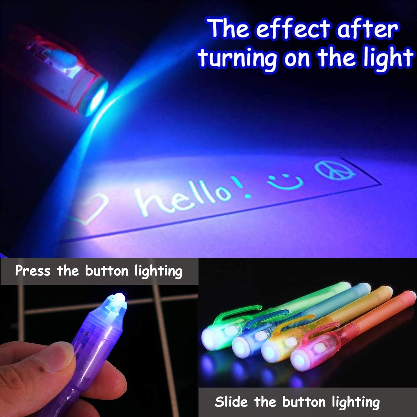 iGeeKid 32 Pack 2 Style Invisible Ink Pen with UV Black Light Secret Spy Pens for Secret Messages, Magic Disappearing Ink Markers School Supplies Kids Party Favors Boy Girl Exchang Patriotic