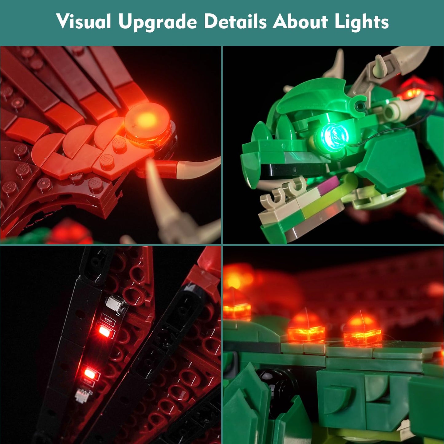 LocoLee Light kit Compatible with Lego Medieval Dragon - No Model Only Light, LED Lighting Accessories Compatible with Lego Medieval Flying Dragon 31161