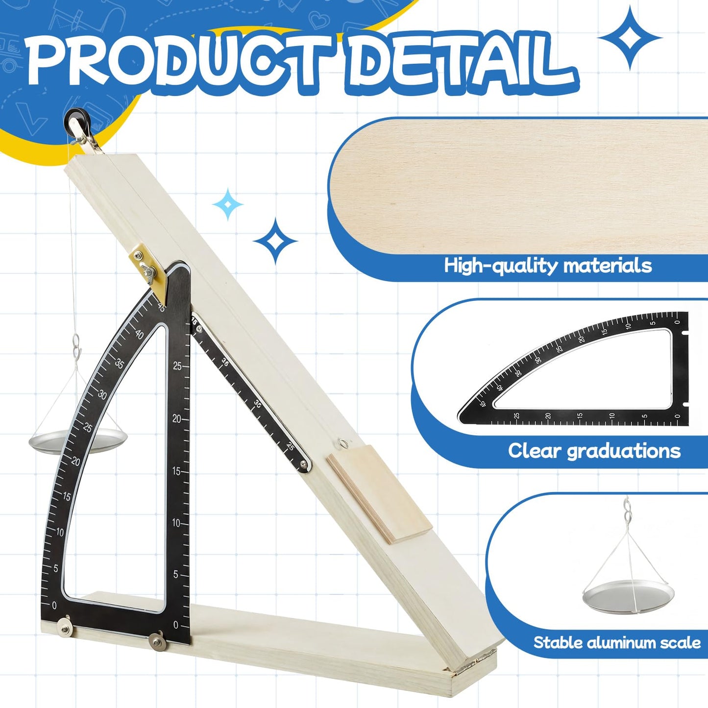Inclined Plane Friction Set Adjustable 0° to 45° Apparatus for Physics Education with Wood and Aluminum Boards and Weight Hanger, Angle Control Motion Studies Force Resolution Lab Equipment for School