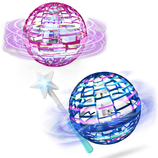 ATHLERIA Blue+Pink Flying Orb Ball with a Magic Wand,Cool Gadgets LED Light Up Toy Glow in The Dark,Hand Operated Drones for Kid,Birthday Gift for Kids Toys for Boy Girl Age 6 7 8 9 10