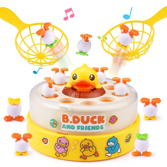 Zelbuck B.Duck Bounce Catch Game,Board Games,Fun Bounce & Catch Duck Toy, Interactive Family Game for 3-7 Year Olds, Party Game for Toddlers & Kids (Yellow)