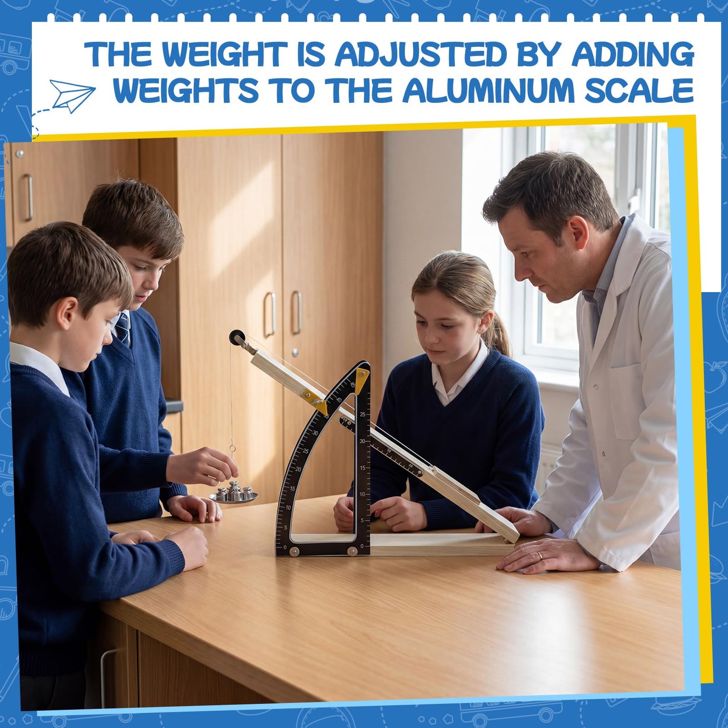 Inclined Plane Friction Set Adjustable 0° to 45° Apparatus for Physics Education with Wood and Aluminum Boards and Weight Hanger, Angle Control Motion Studies Force Resolution Lab Equipment for School
