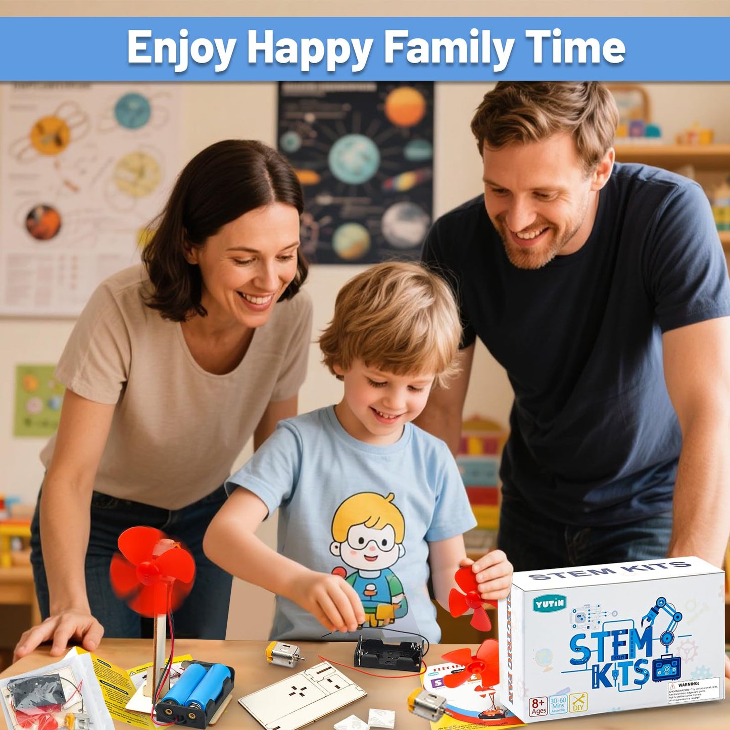 6 STEM Science Kits for Kids Age 8-12, STEM Building Toys for 8-10 Year Girls Boys Wood Crafts, Electric Fan Experiments Activities Circuit Projects, Bulk Gifts for Kids Classroom Party Favors