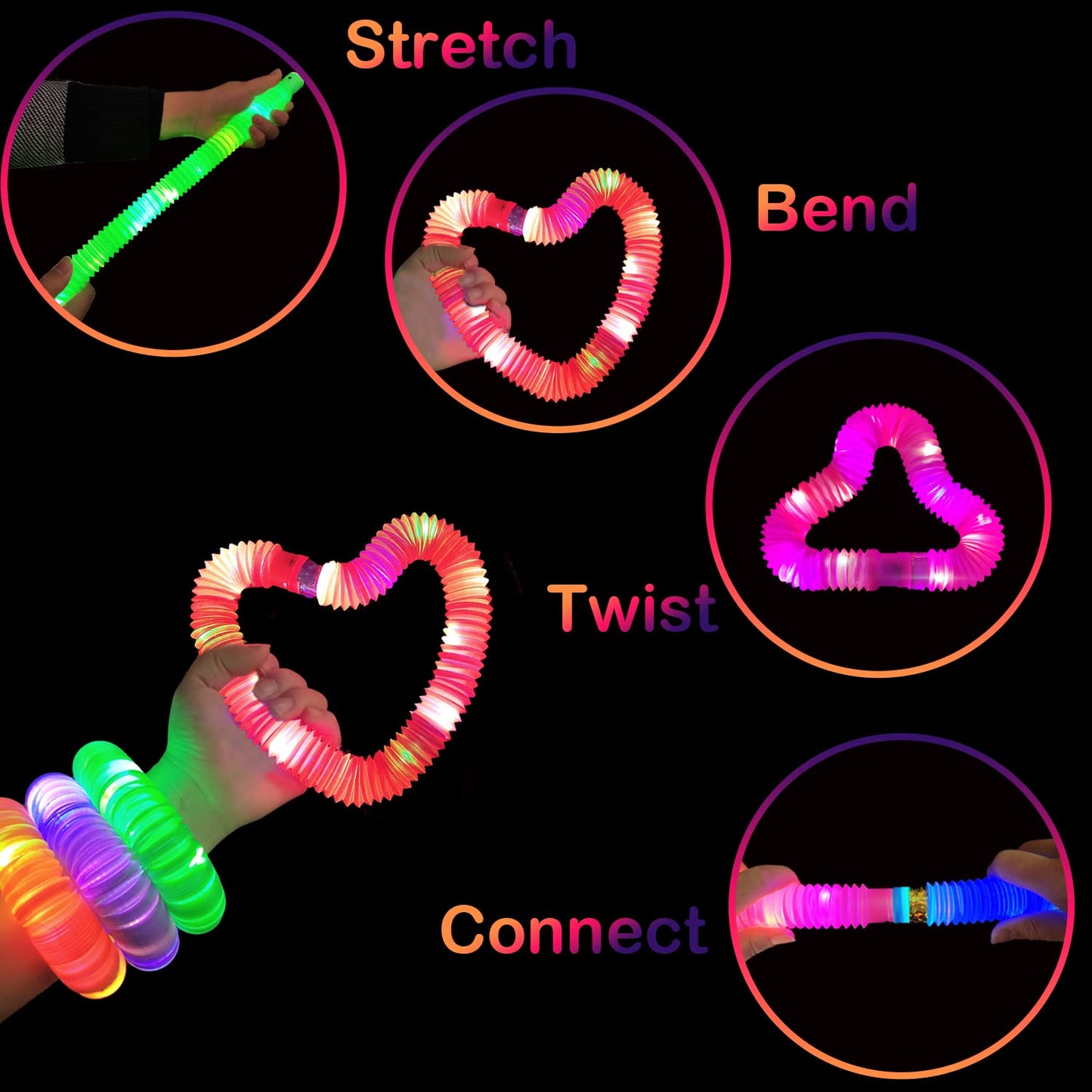 24 PCS Light Up Party Favor Supplies for Kids 4-8-12,Bulk Glow Stick Bracelet Necklace Accessories Decoration for Toddlers,Birthday Goodie Bag Stuffers Graduation End of School Year Gifts for Students