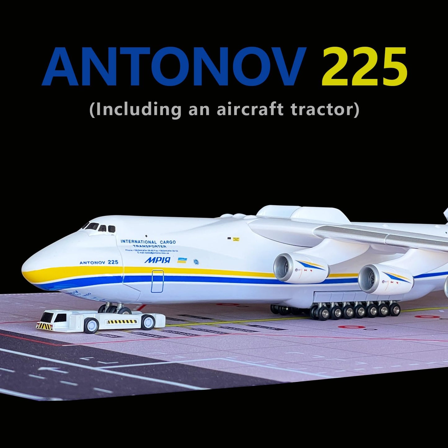 Mahfisj 1:200 Scale AN225 Model Airplane，Openable Cabin, 17-inch Length, Resin Aircraft Model Toy for Gifts and Collections (an225-1)