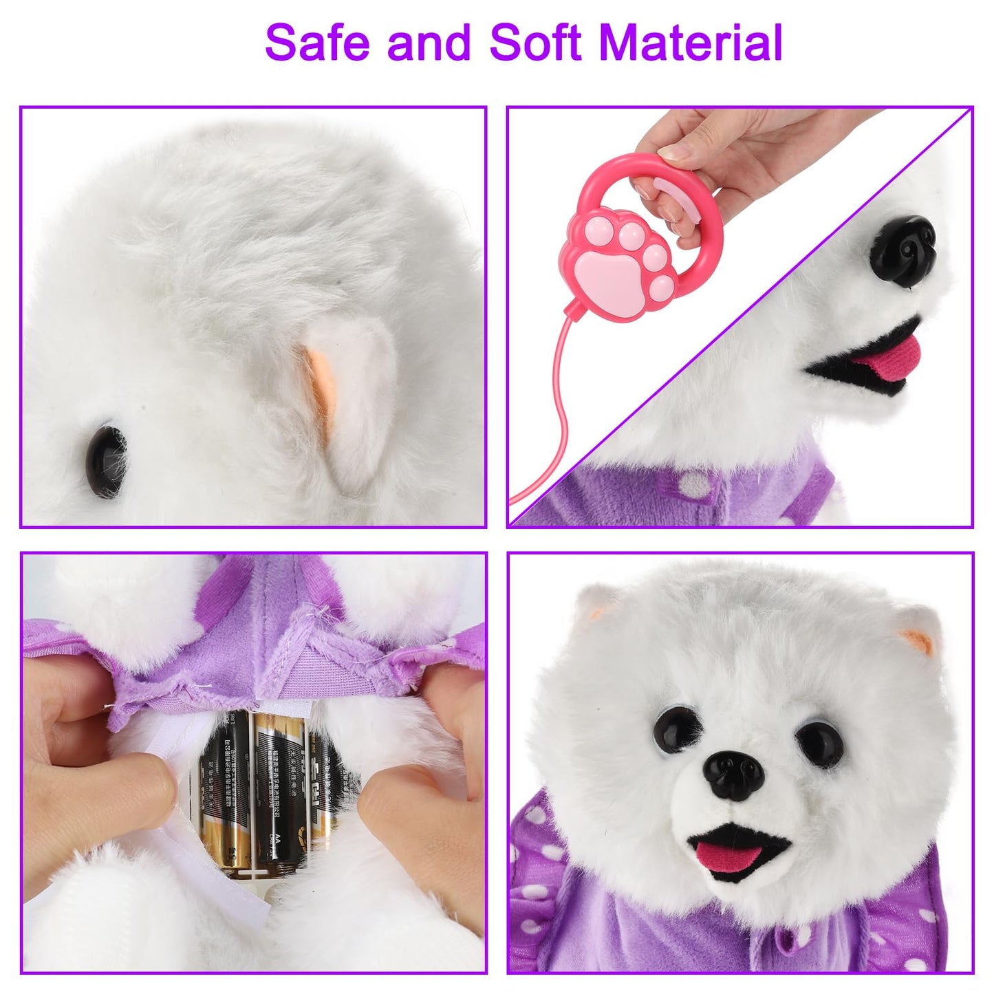GOBRILLFUN Walking Dog Toy Remote Control, Walking and Barking Robot Dog, Electronic Plush Puppy Toy for Kids Age 3-6, Ideal Gift for Girls(Great Pyrenees)