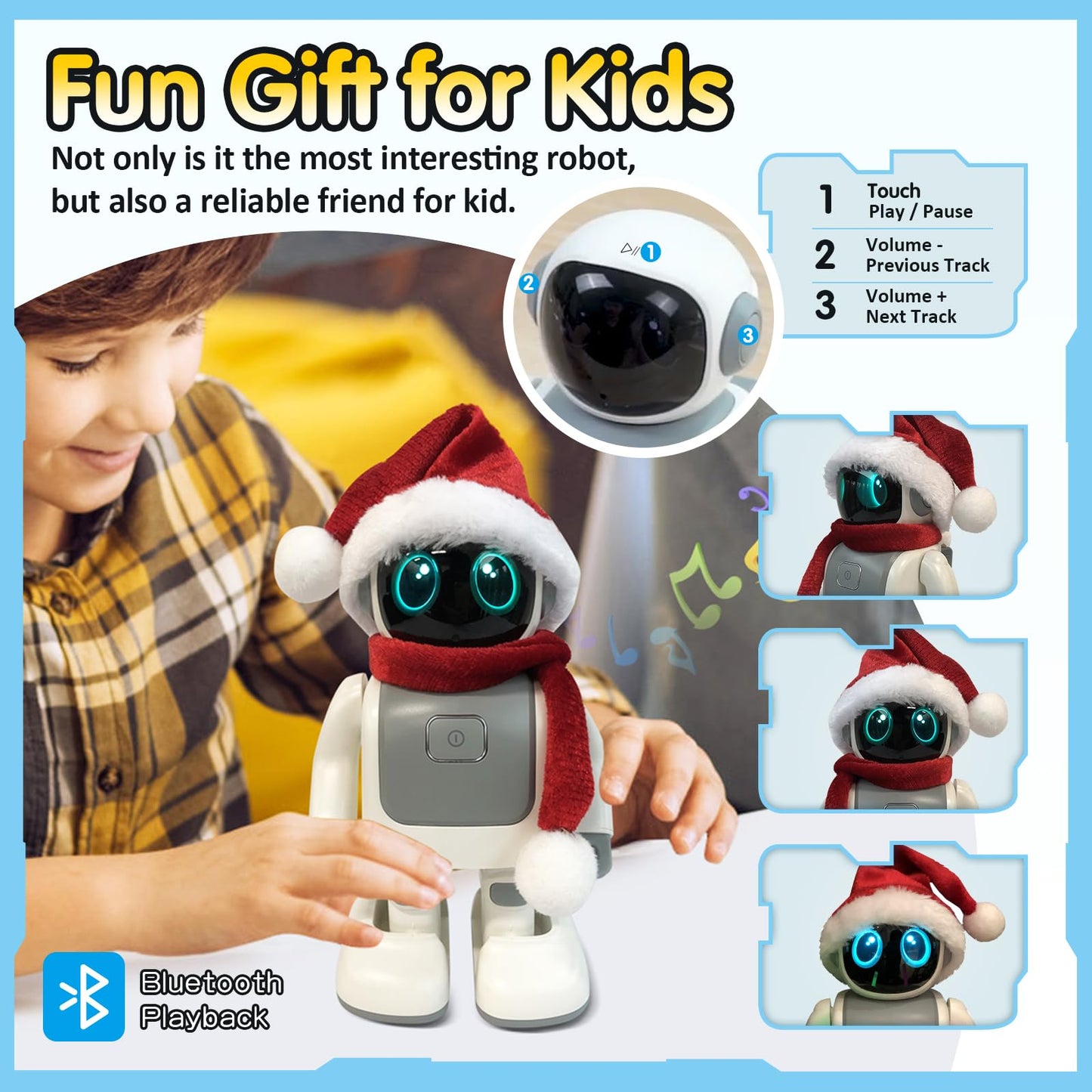 Gsou Dancing Robot Speaker Toys for Kids & Adults, Portable Dancing Bluetooth Speaker with LED Lights, Intimate Companion, Programmable Interactive Robot Toys with iOS & Android APP Remote