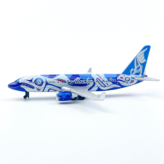 WngAur Airplane Model, Alaska Fishprint Painting Aircraft Livery, Die-cast Metal Planes Suitable for Collection and Desktop Decor