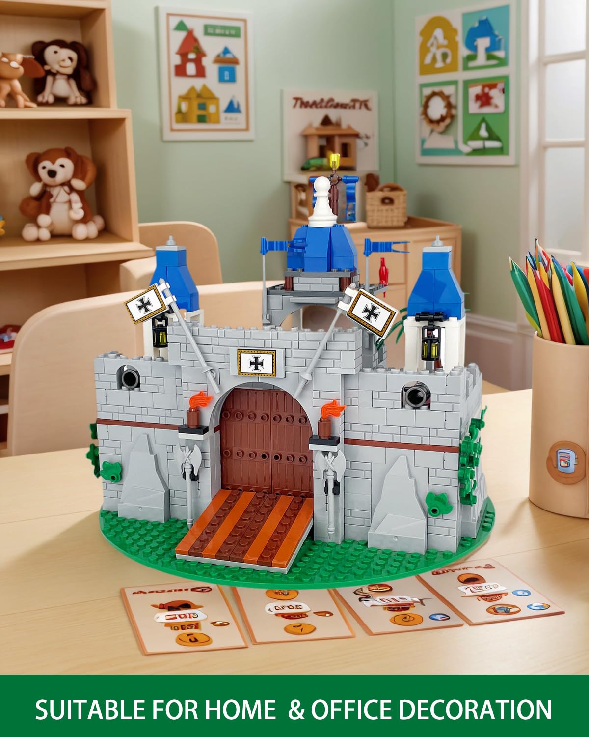 Piegricdiat Medieval Knight Castle Building Blocks Set – Comes with 12 Knights Figures , Compatible with Lego Medieval Town Square House Toys , for Adults & Children Ages 6+