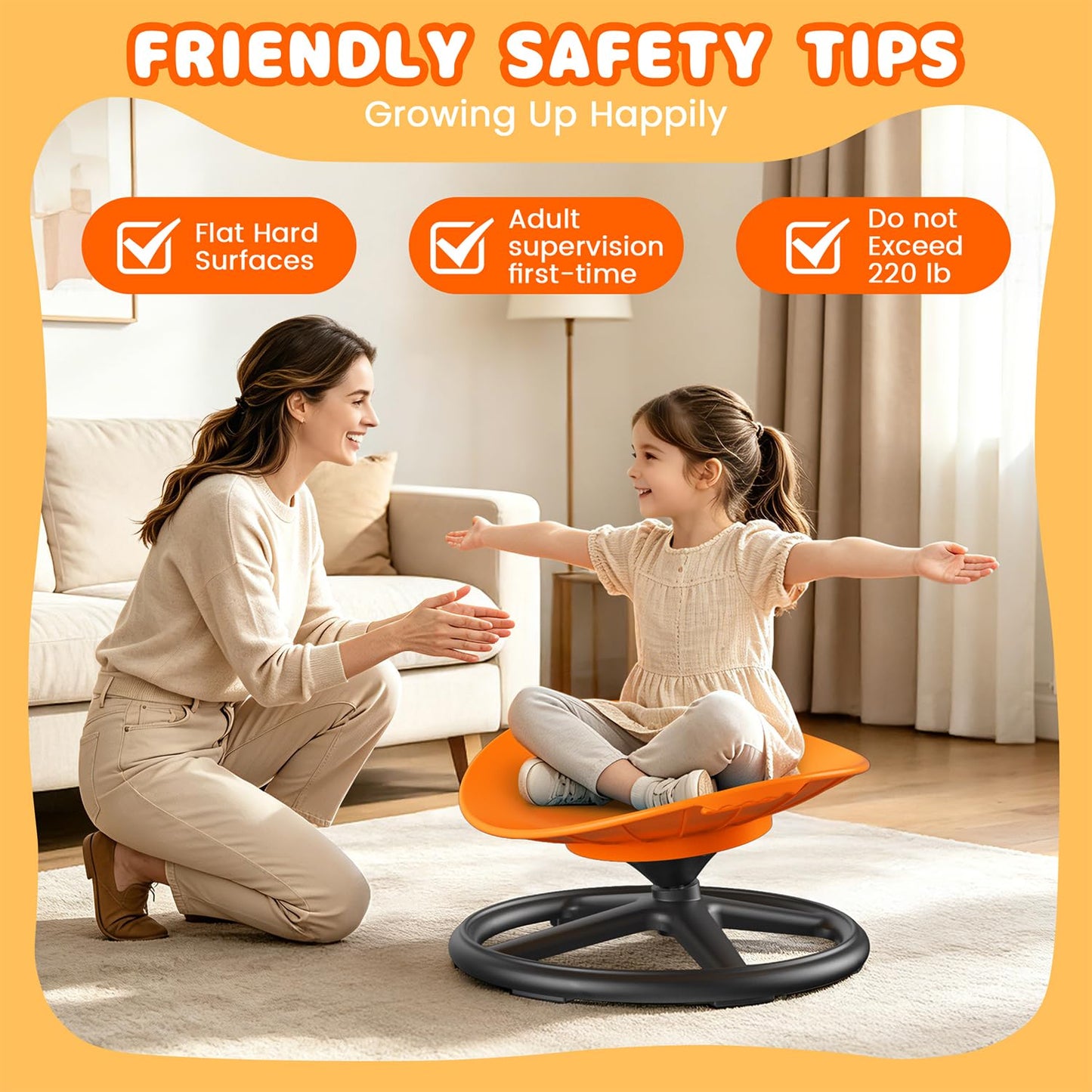 Tylunke Spinning Chair for Kids 360° Sensory Spinning Chair, Sensory Chair for Autistic & ADHD Kids, Kids Spinning Chair & Swivel Chair for Kids for Home Classroom Playroom