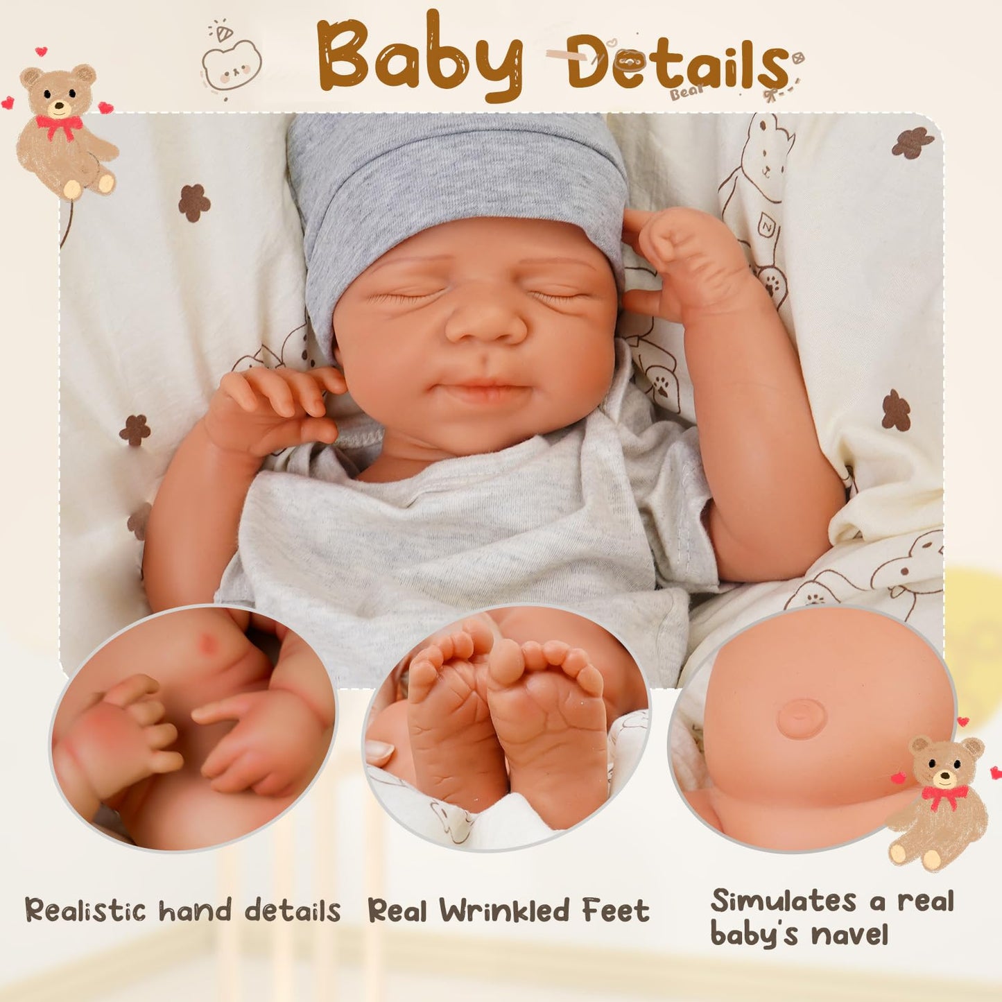 KUICEO Full Silicone Reborn Baby Dolls-20 Inch Realistic Newborn Anatomically Correct Boy with Realistic Blood Vessels and Skin，Silicone Full Body Lifelike Baby,Great Gift for Children,with Gift Box