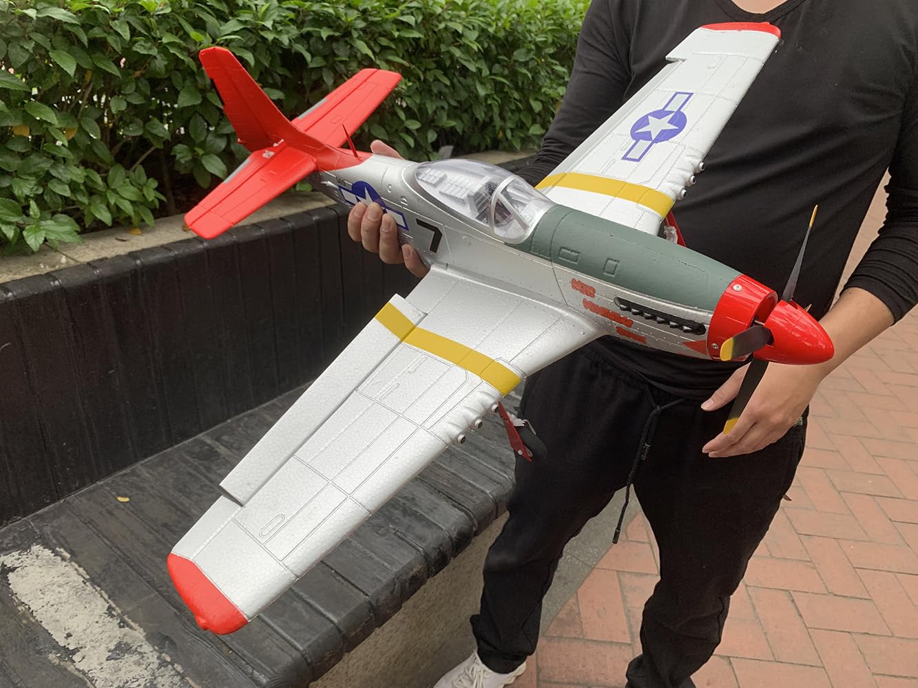 Ssccgym Extra Large 29.5" 750MM P51 P-51D Mustang Remote Control Combat Aircraft 4CH Double Battery Aerobatic Brushless RC Aircraft Full-Function for Professional Players