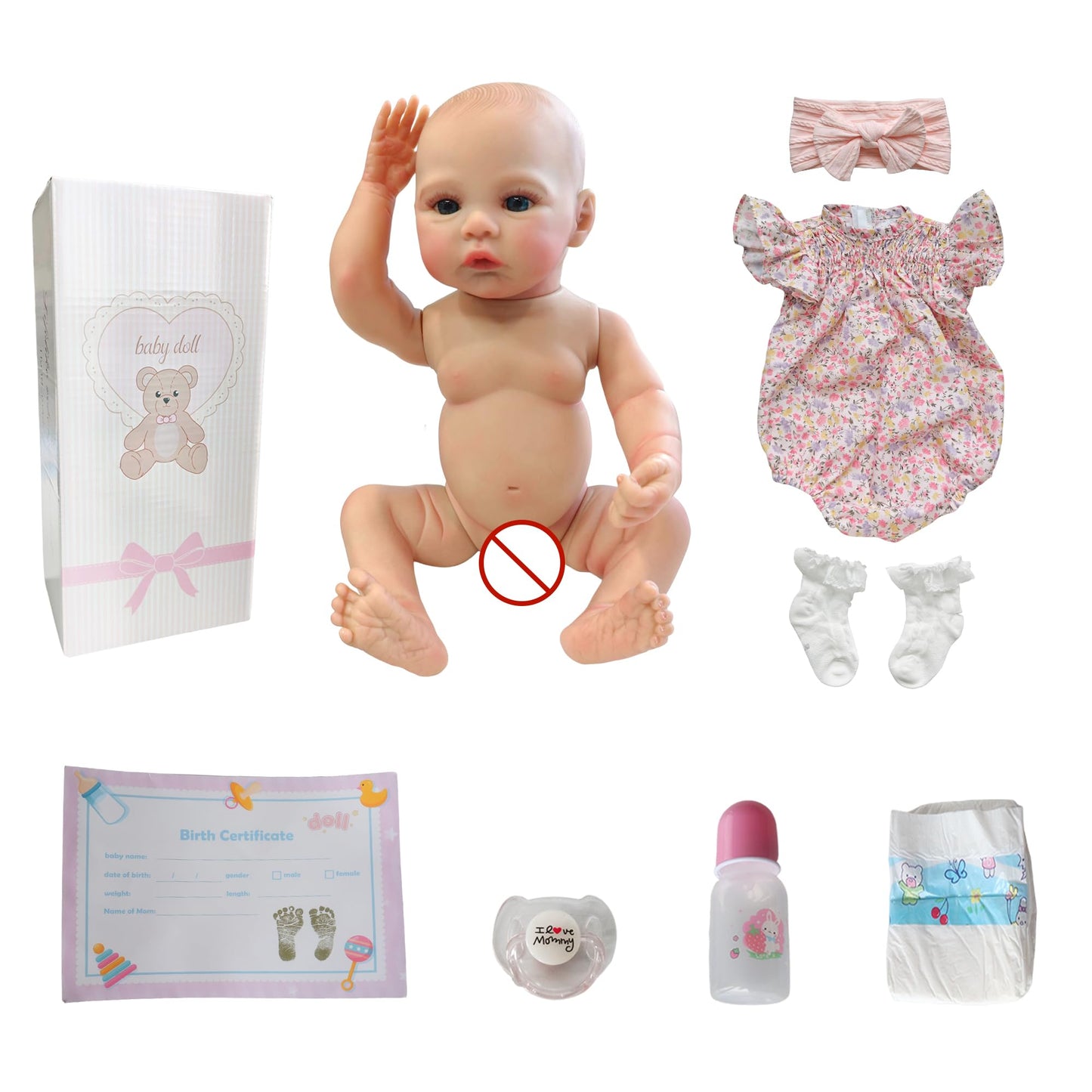 FOCKOF Realistic Reborn Baby Dolls - 18 Inch Real Life Baby Doll Girl Lifelike with Accessories for 3+ Years Old (Pink)