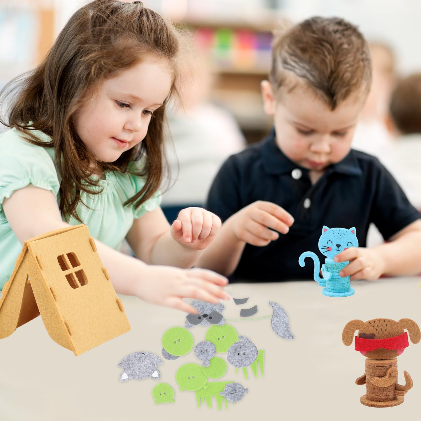 Coola Animal Hide & Seek Craft Kit - 8Pcs Preschool Beginner's DIY Toy Set for Kids Ages 3-6, Includes Cat, Dog, Giraffe, Raccoon, for Boys & Girls 4-8 Years