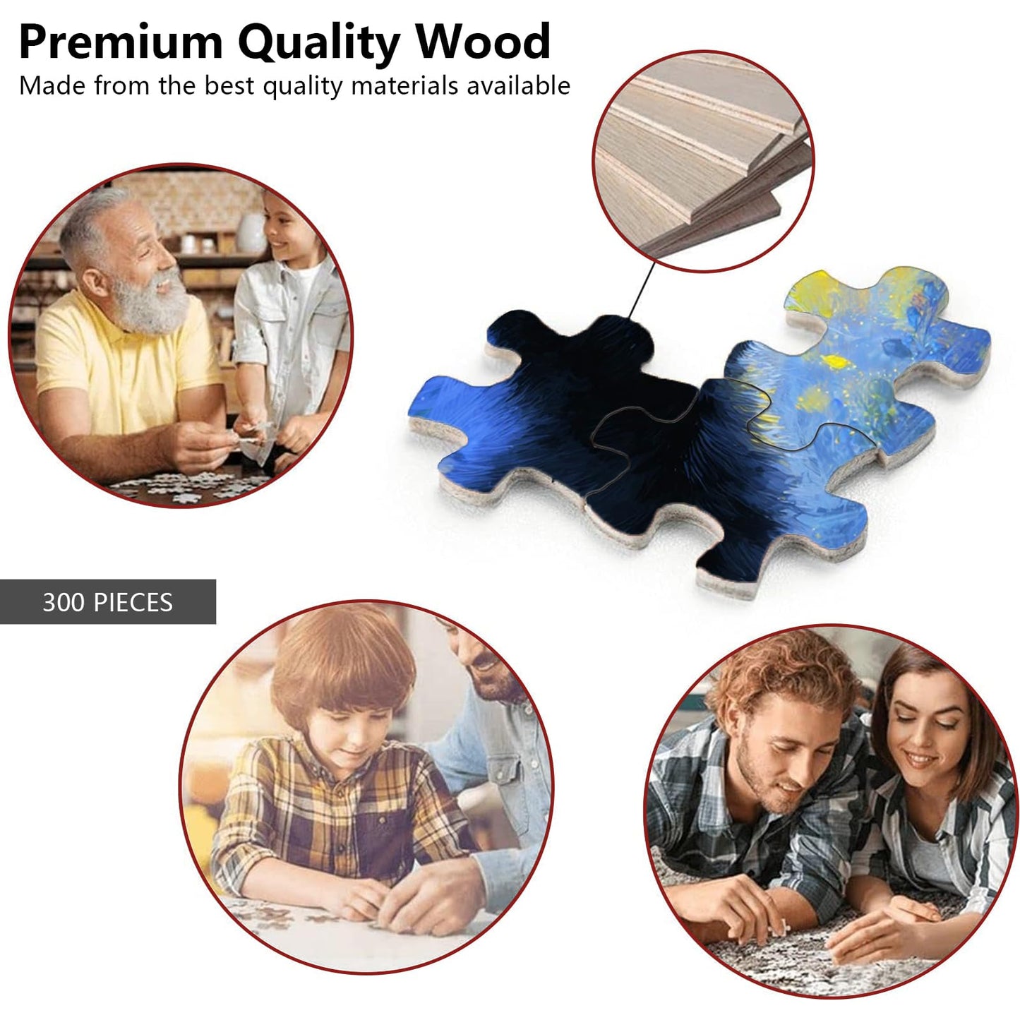 Great Jigsaw Puzzles for Adults 300 Pieces Starry Night Black Kitten Puzzles for Adults Toys Gift Family Decoration Kids Puzzle