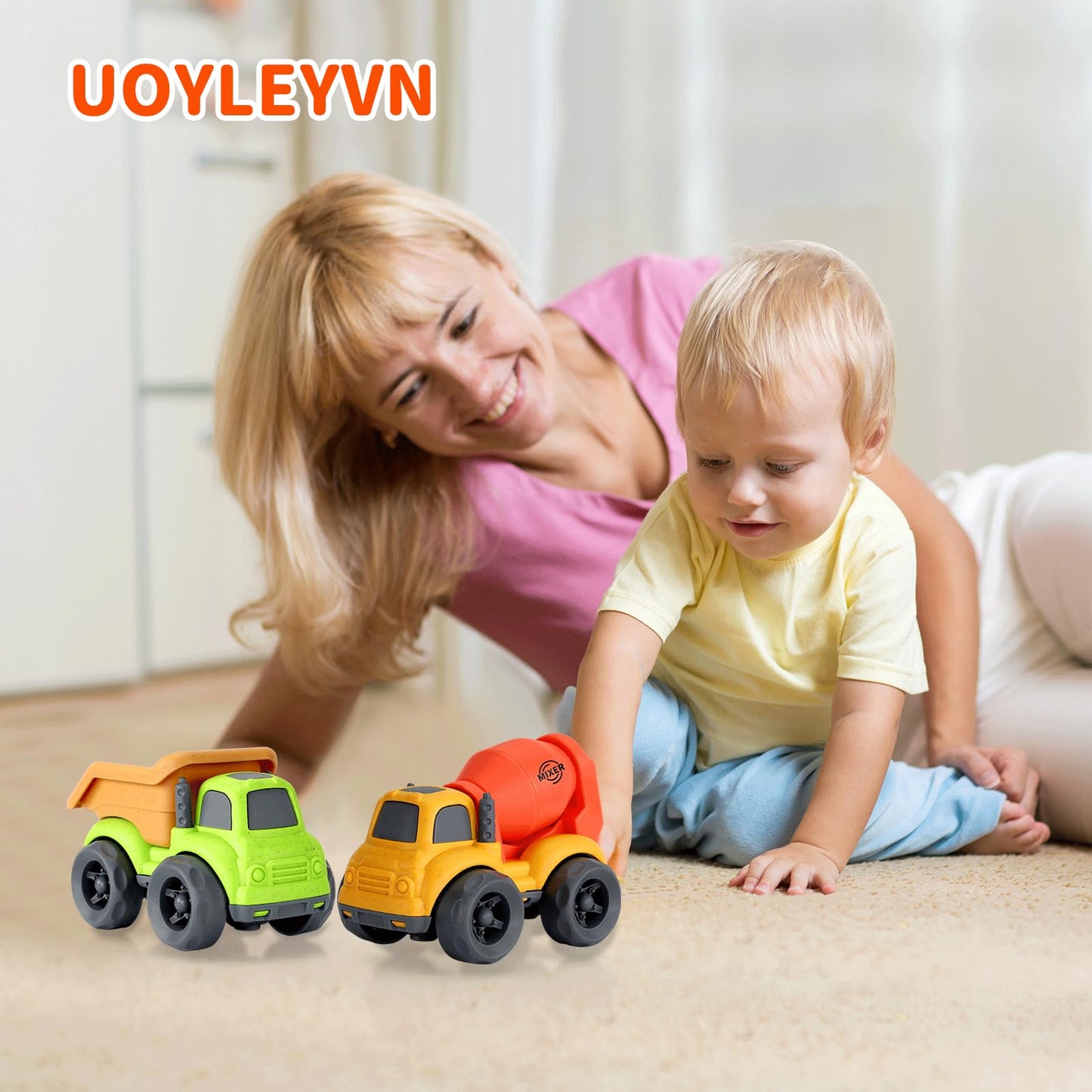 UOYLEYVN Toddler Toys for 2 Year Old Boy, Dump Truck Toys and Mixer Cement, BPA Free, Phthalates Free, PVC, Outdoor Toys for Toddlers 2-3, Ideal Toy Cars for 2 3 4 Year Old Boy Christmas Birthday Gift