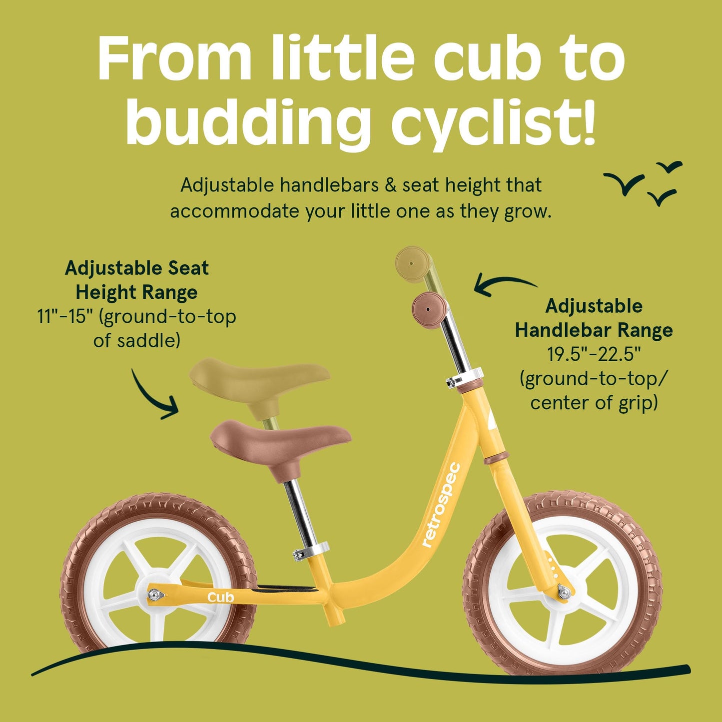 Retrospec Cub 2 Toddler 12" Balance Bike, 18 Months - 3 Years Old, No Pedal Beginner Kids Bicycle for Girls & Boys, Flat-Free Tires, Adjustable Seat, & Durable Frame