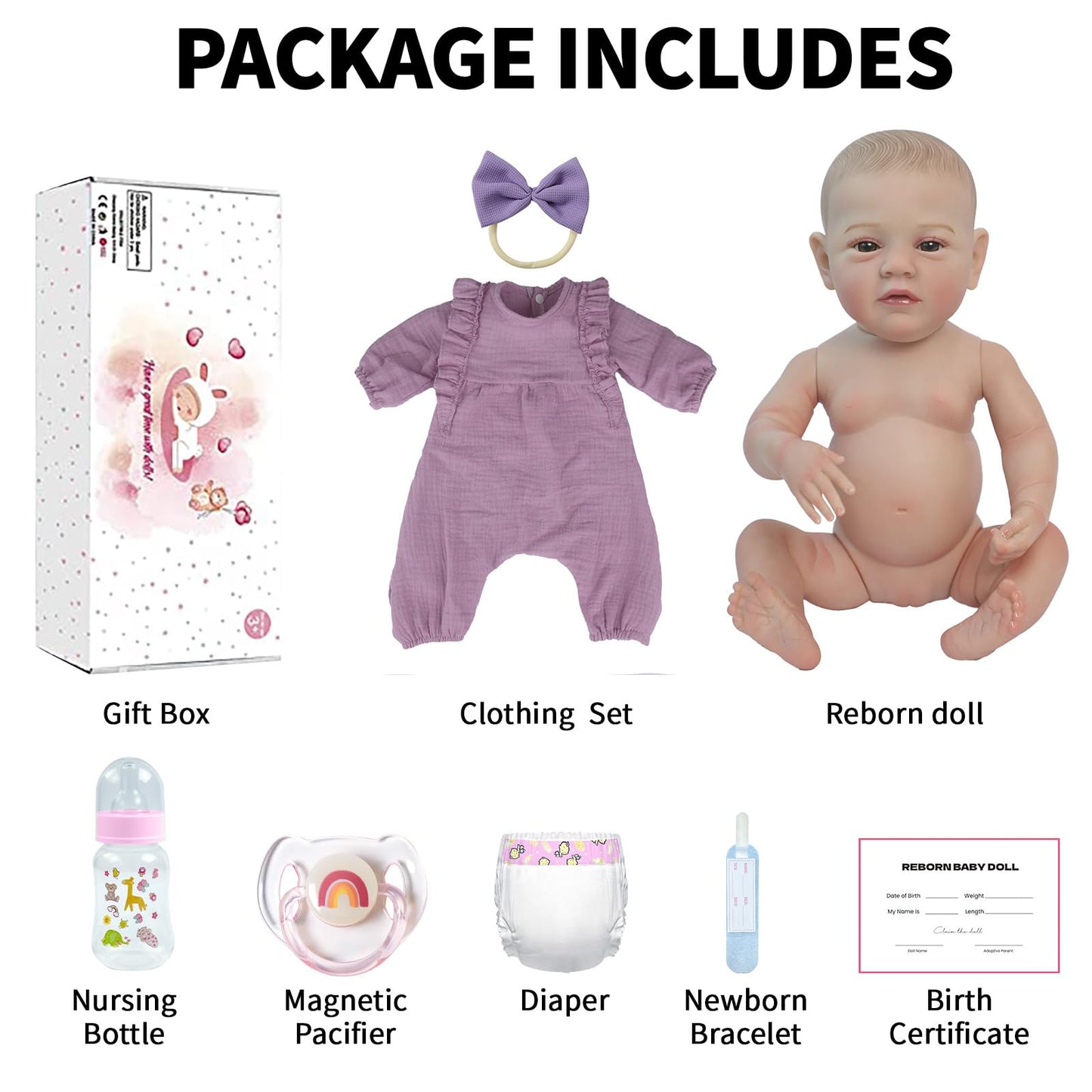 SCOM Realistic Reborn Baby Dolls - 18 Inch Real Life Baby Girl, Lifelike Baby with Anatomically Correct, Newborn Weighted Doll with Full Body Vinyl Kids Age 3+ Gift