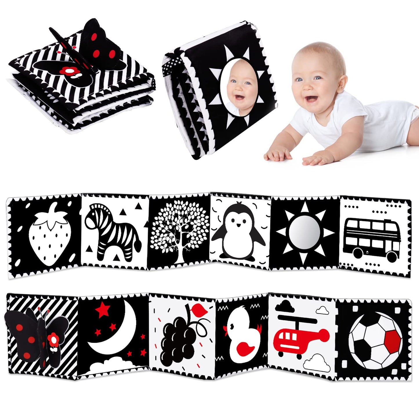 Thremhoo Balck and White High Contrast Toys Baby Mirrors